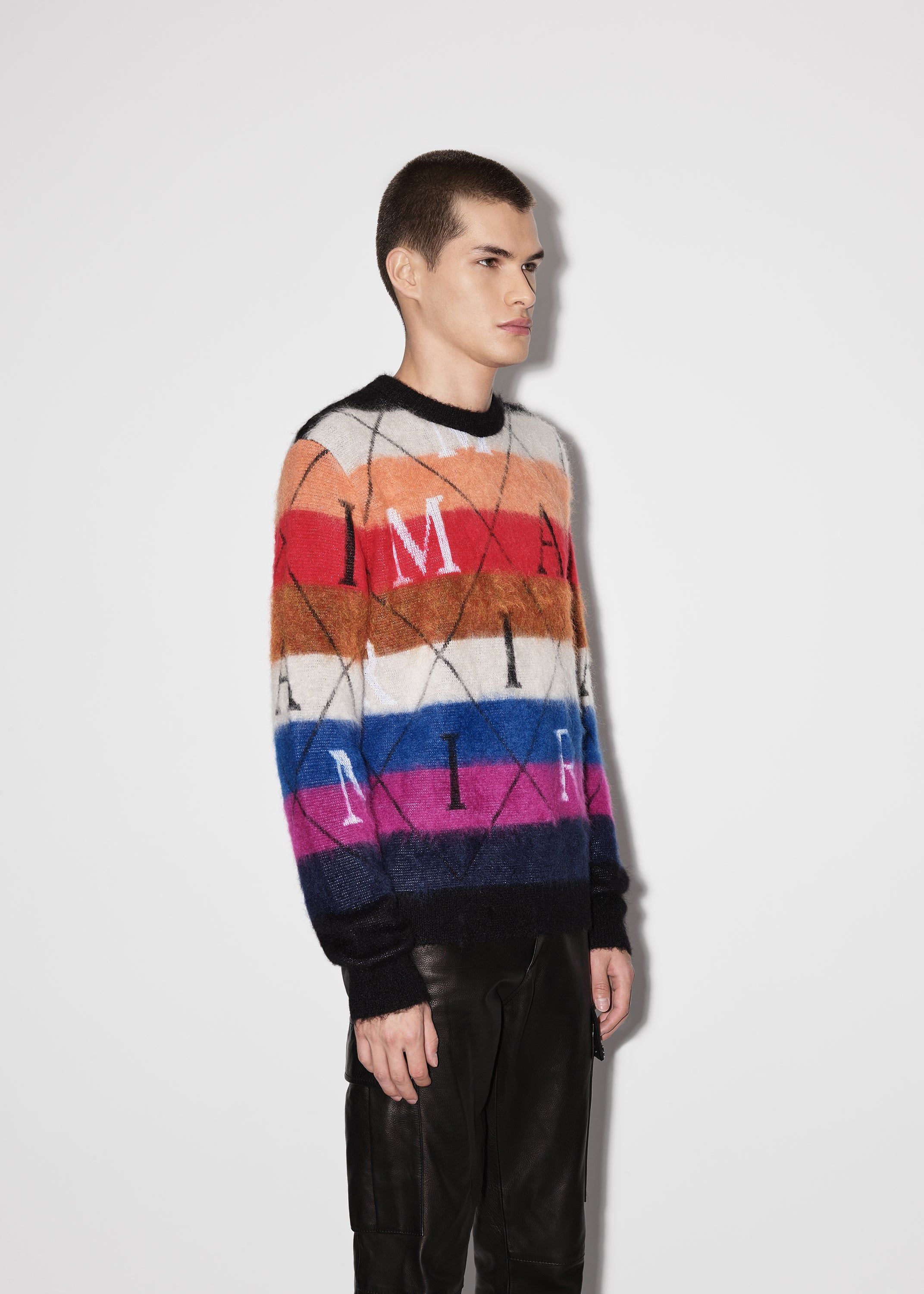 AMIRI ARGYLE STRIPE CREW - MULTI sold by AMIRI