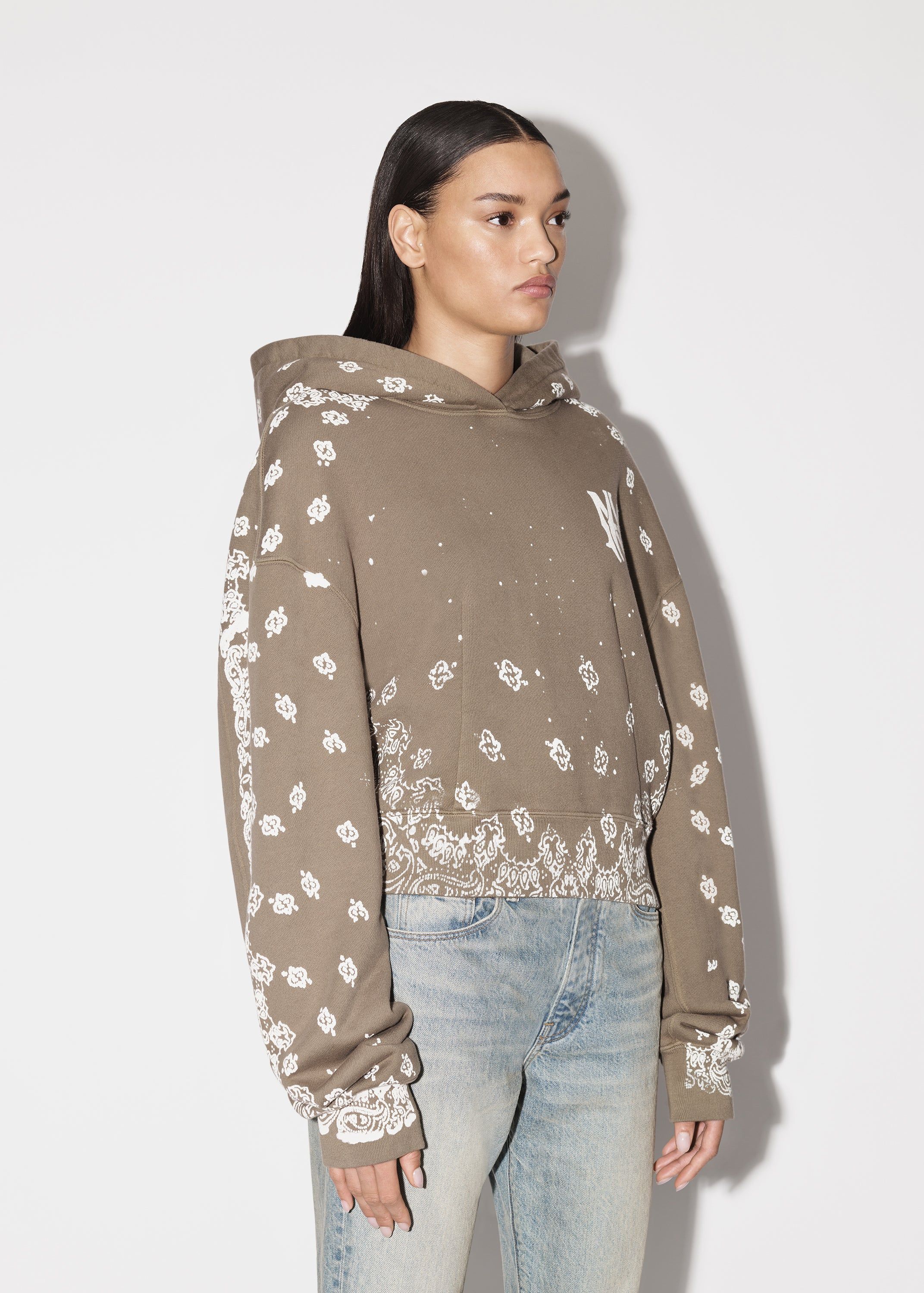 WOMEN - BLEACH BANDANA HOODIE - OLIVE GREEN sold by AMIRI product image thumbnail 4