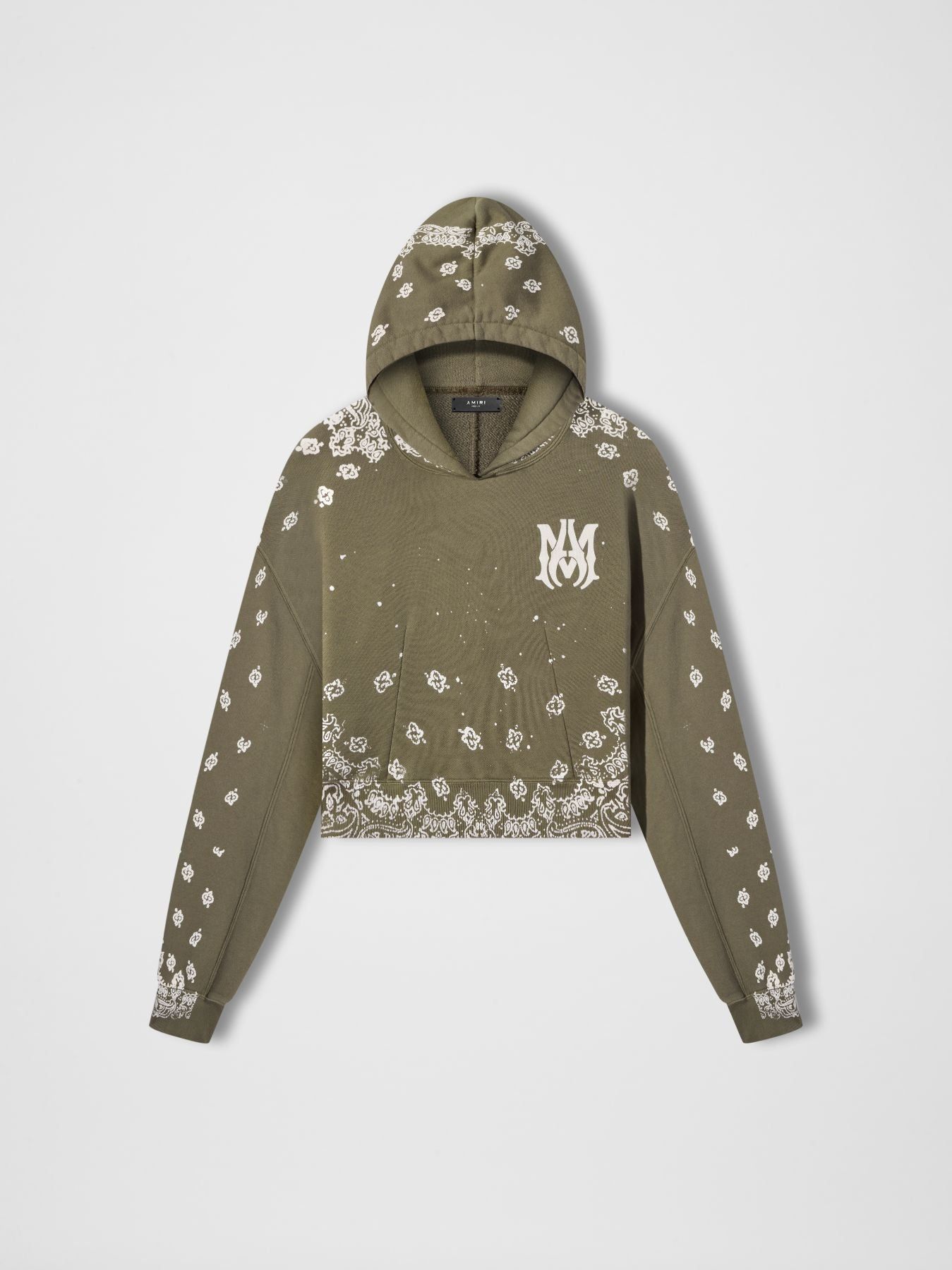 WOMEN - BLEACH BANDANA HOODIE - OLIVE GREEN sold by AMIRI