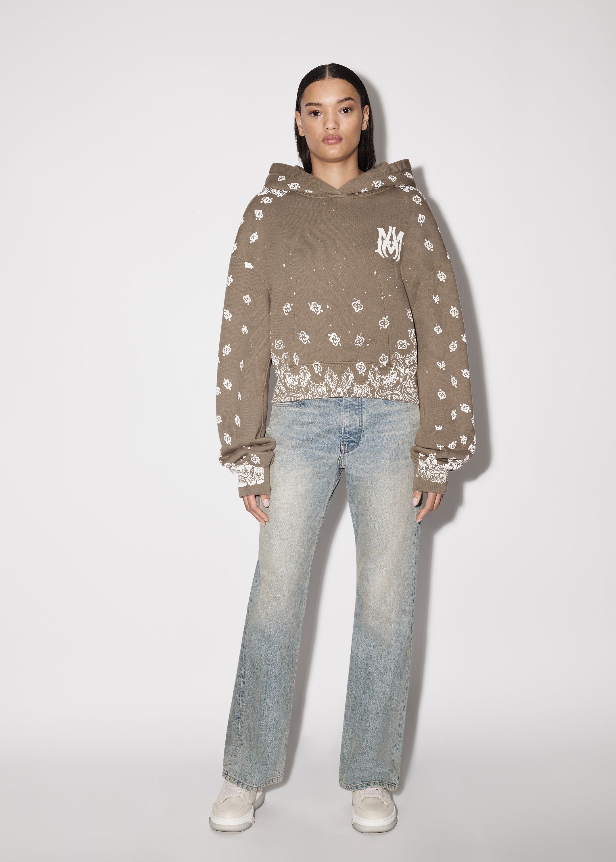 WOMEN - BLEACH BANDANA HOODIE - OLIVE GREEN sold by AMIRI product image thumbnail 2