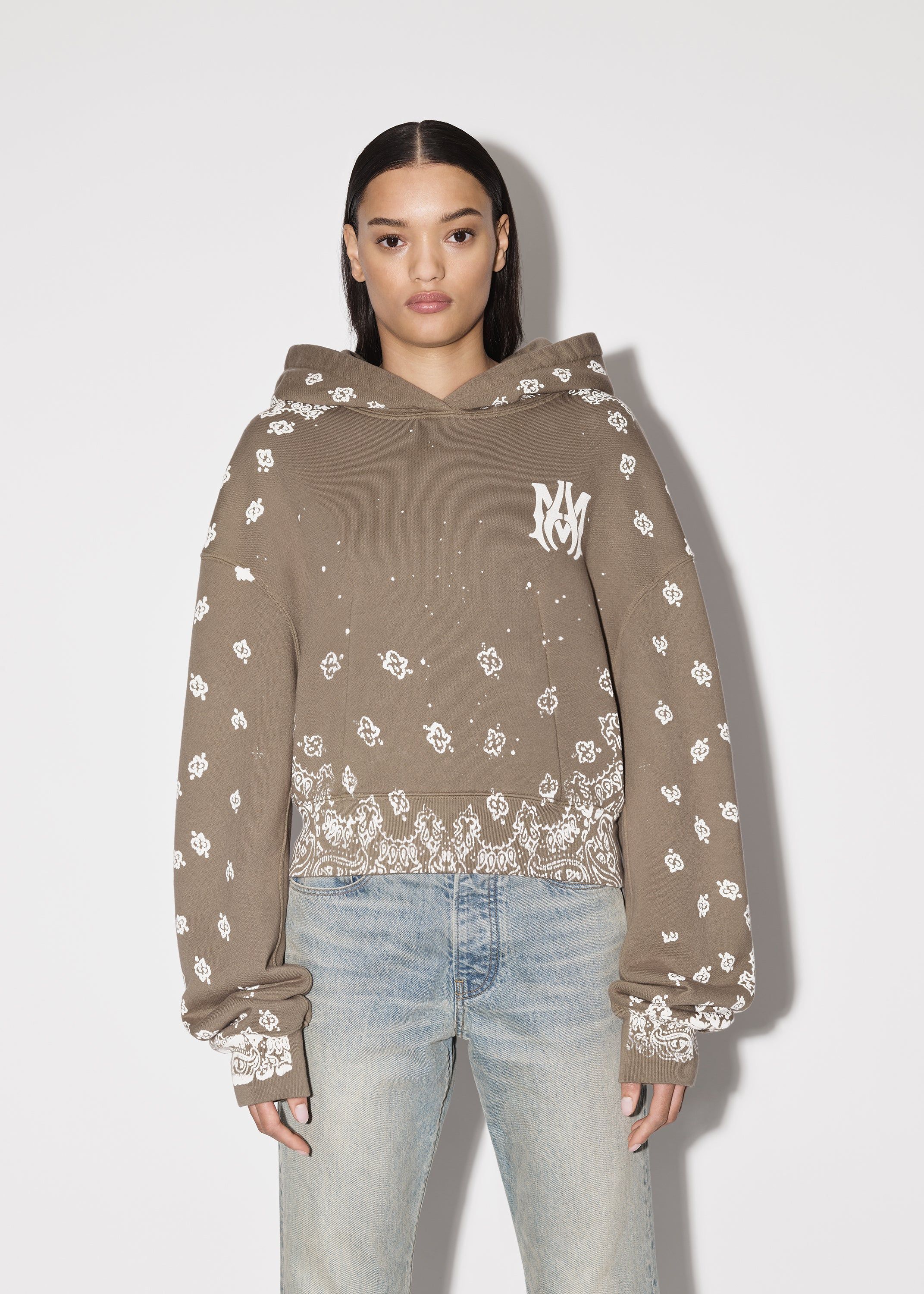 WOMEN - BLEACH BANDANA HOODIE - OLIVE GREEN sold by AMIRI product image thumbnail 3