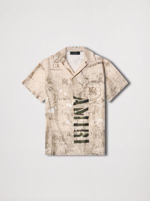 ARMY STENCIL CAMP SHIRT - ALABASTER sold by AMIRI