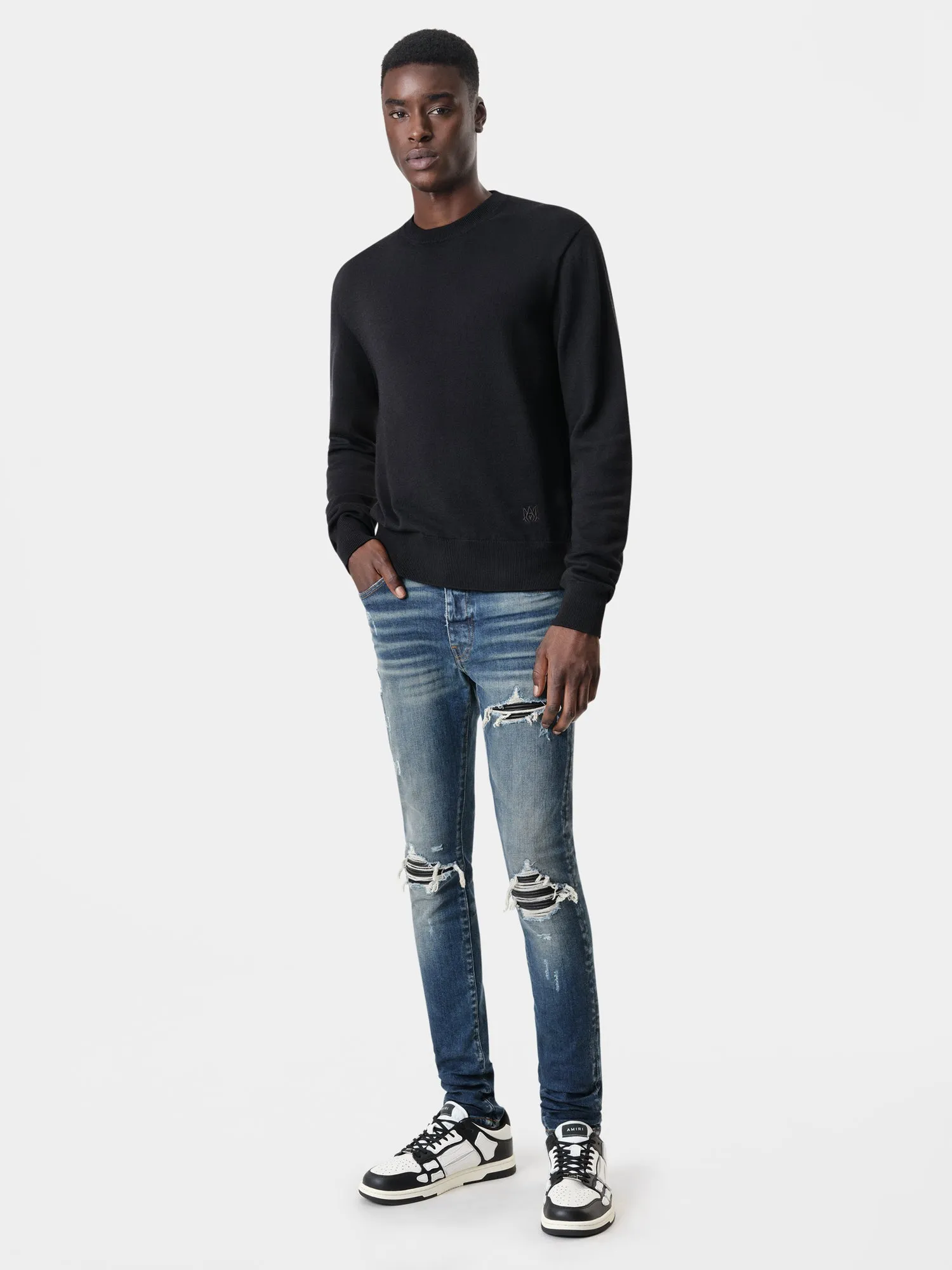 LONG SLEEVE CREW-BLACK sold by AMIRI