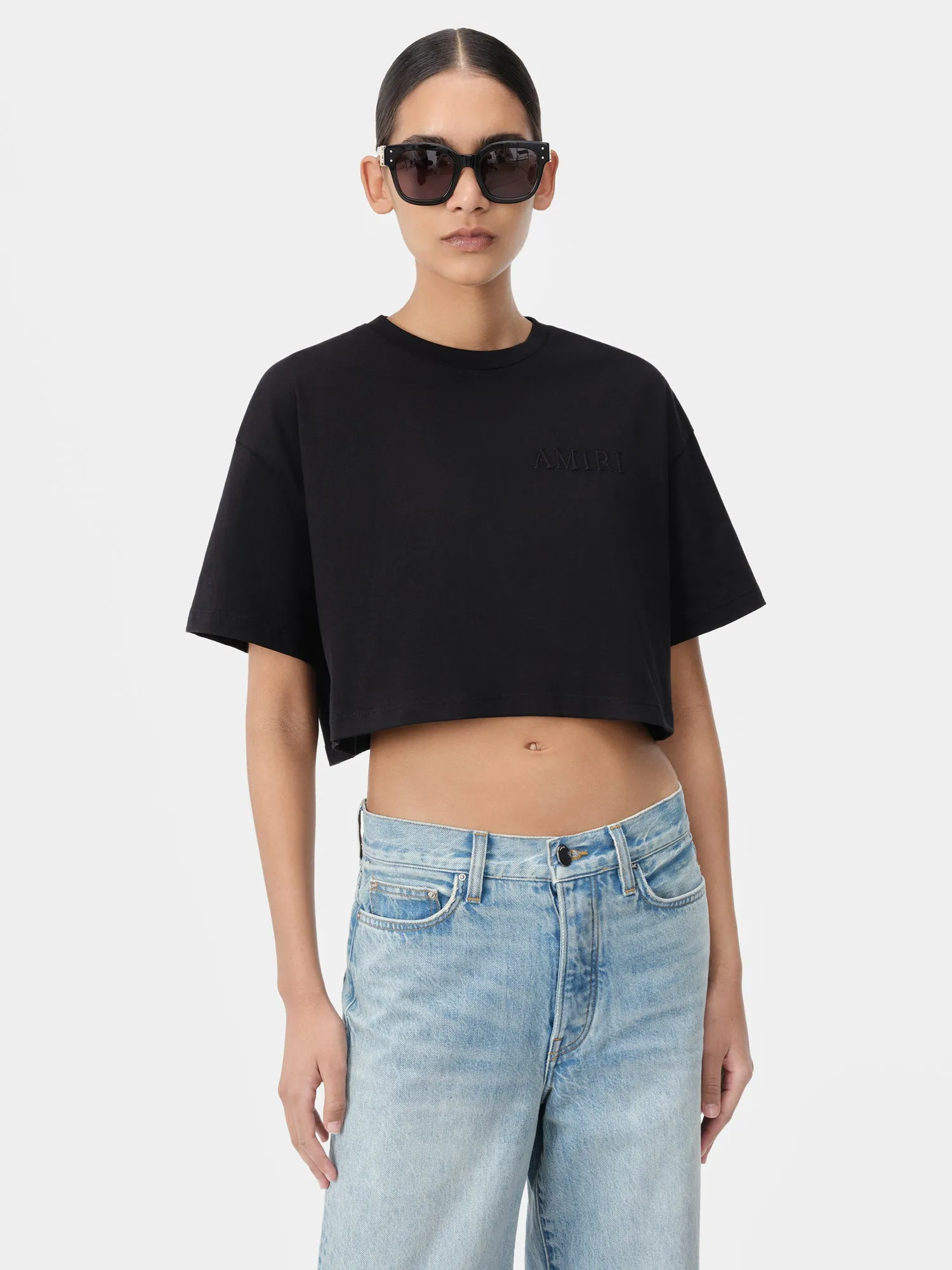 WOMEN - WOMEN'S AMIRI EMBROIDERED CROPPED TEE - Black sold by AMIRI product image thumbnail 2