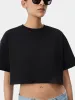 WOMEN - WOMEN'S AMIRI EMBROIDERED CROPPED TEE - Black sold by AMIRI