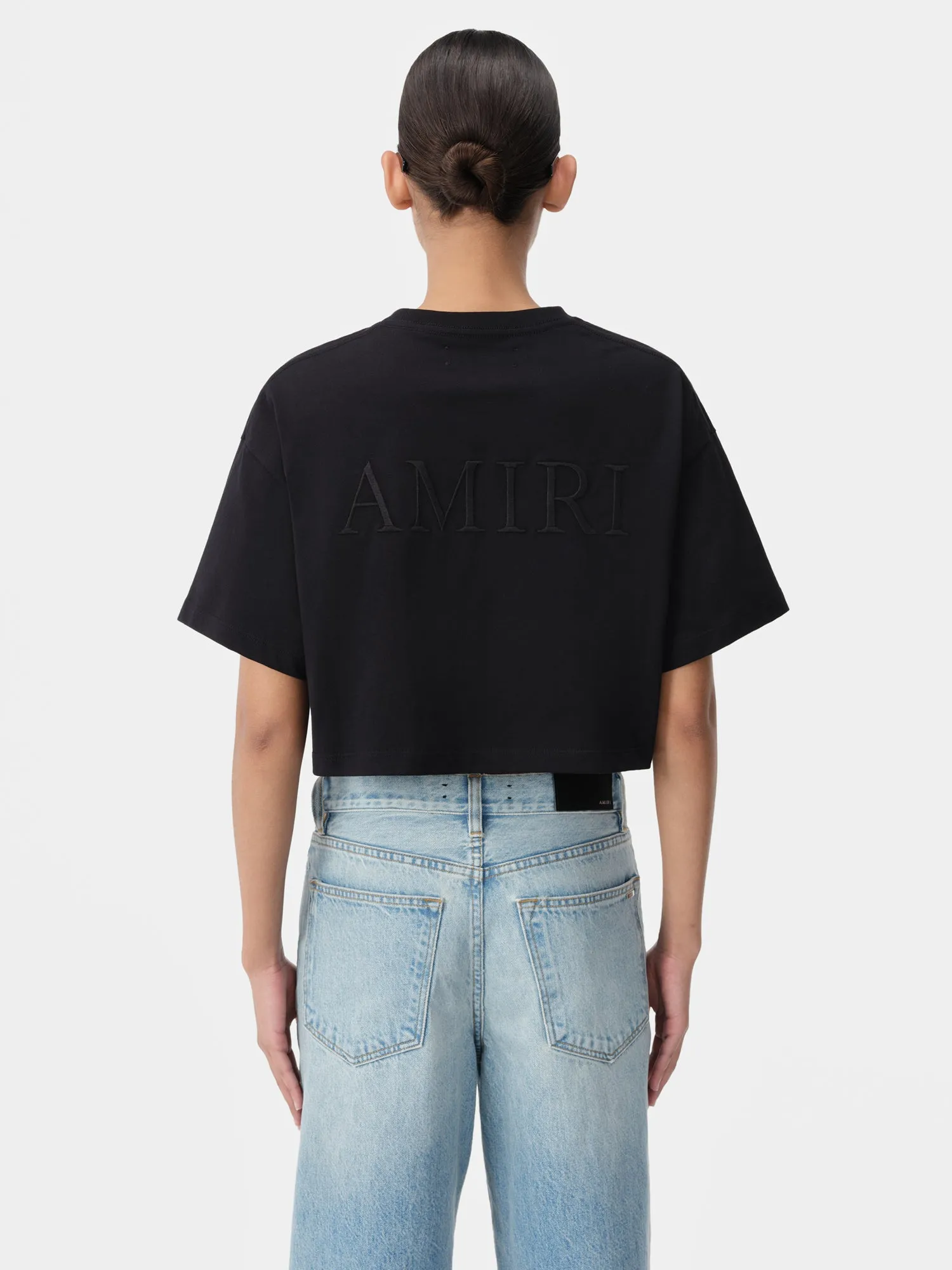 WOMEN - WOMEN'S AMIRI EMBROIDERED CROPPED TEE - Black sold by AMIRI product image thumbnail 3
