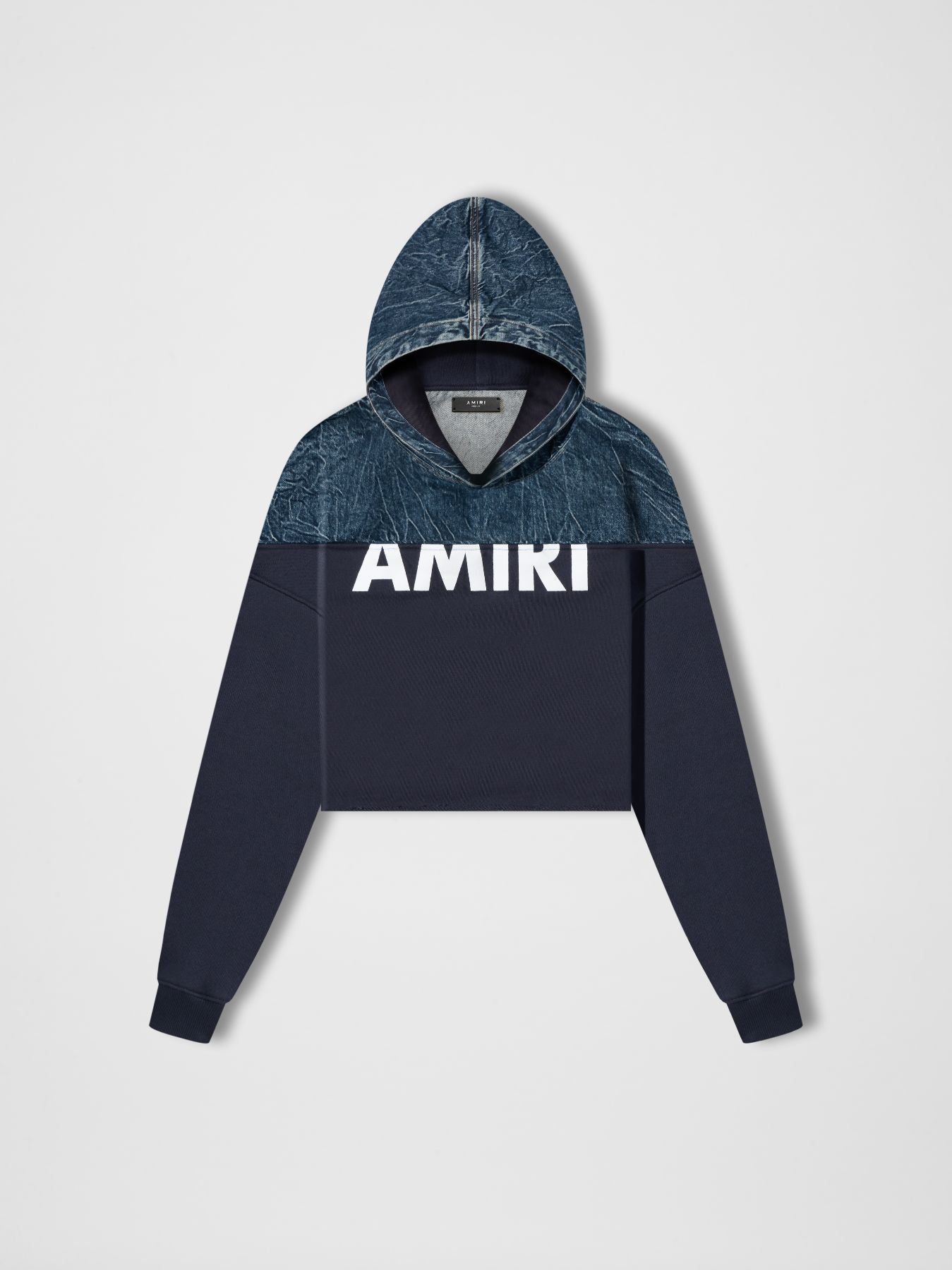 WOMEN - HYBRID CROPPED HOODIE - DARK VEIN / NAVY sold by AMIRI