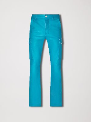 LEATHER CARGO FLARE - TEAL sold by AMIRI