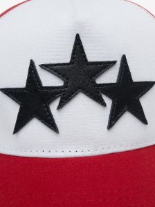 3 STAR COLOR BLOCK TRUCKER HAT - Red / White sold by AMIRI