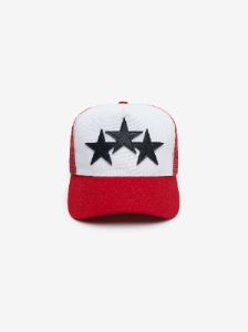 3 STAR COLOR BLOCK TRUCKER HAT - Red / White sold by AMIRI