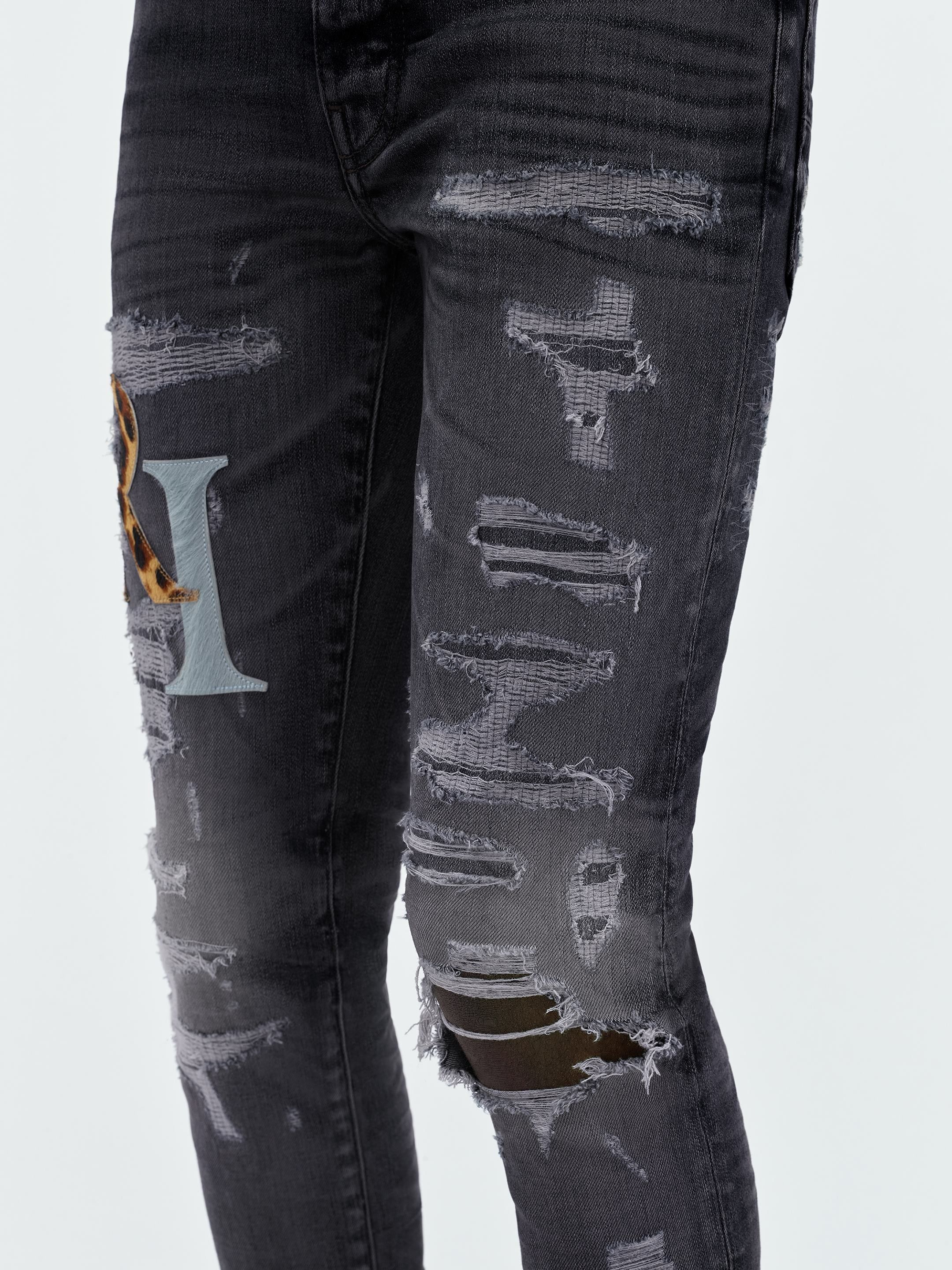 LEATHER STAGGERED LOGO JEAN - FADED BLACK sold by AMIRI product image thumbnail 7