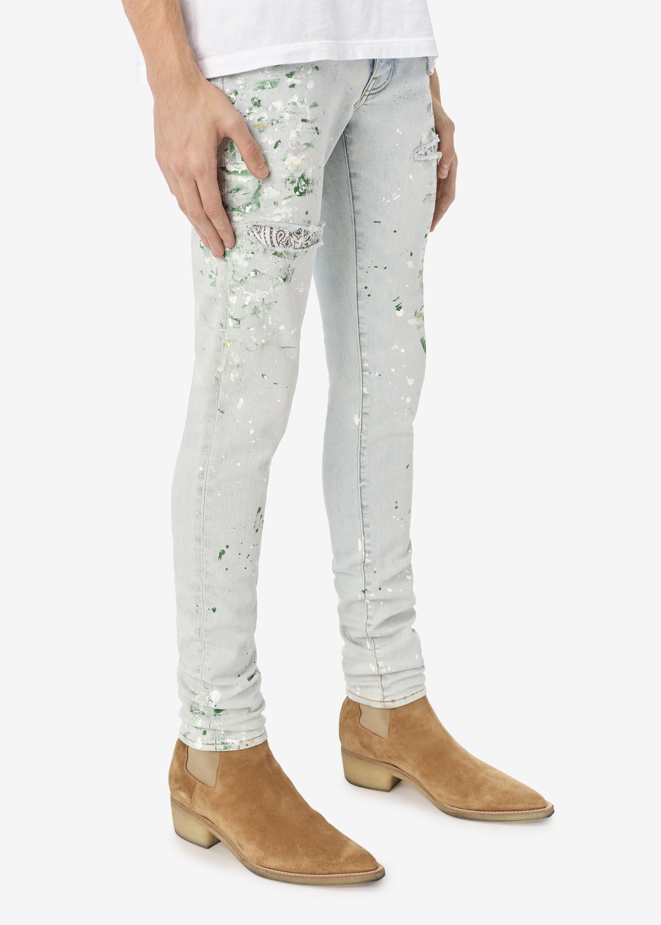 HAND PAINTED SLIT KNEE JEAN - VINTAGE SKY INDIGO sold by AMIRI product image thumbnail 3