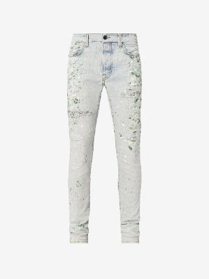 HAND PAINTED SLIT KNEE JEAN - VINTAGE SKY INDIGO made by AMIRI