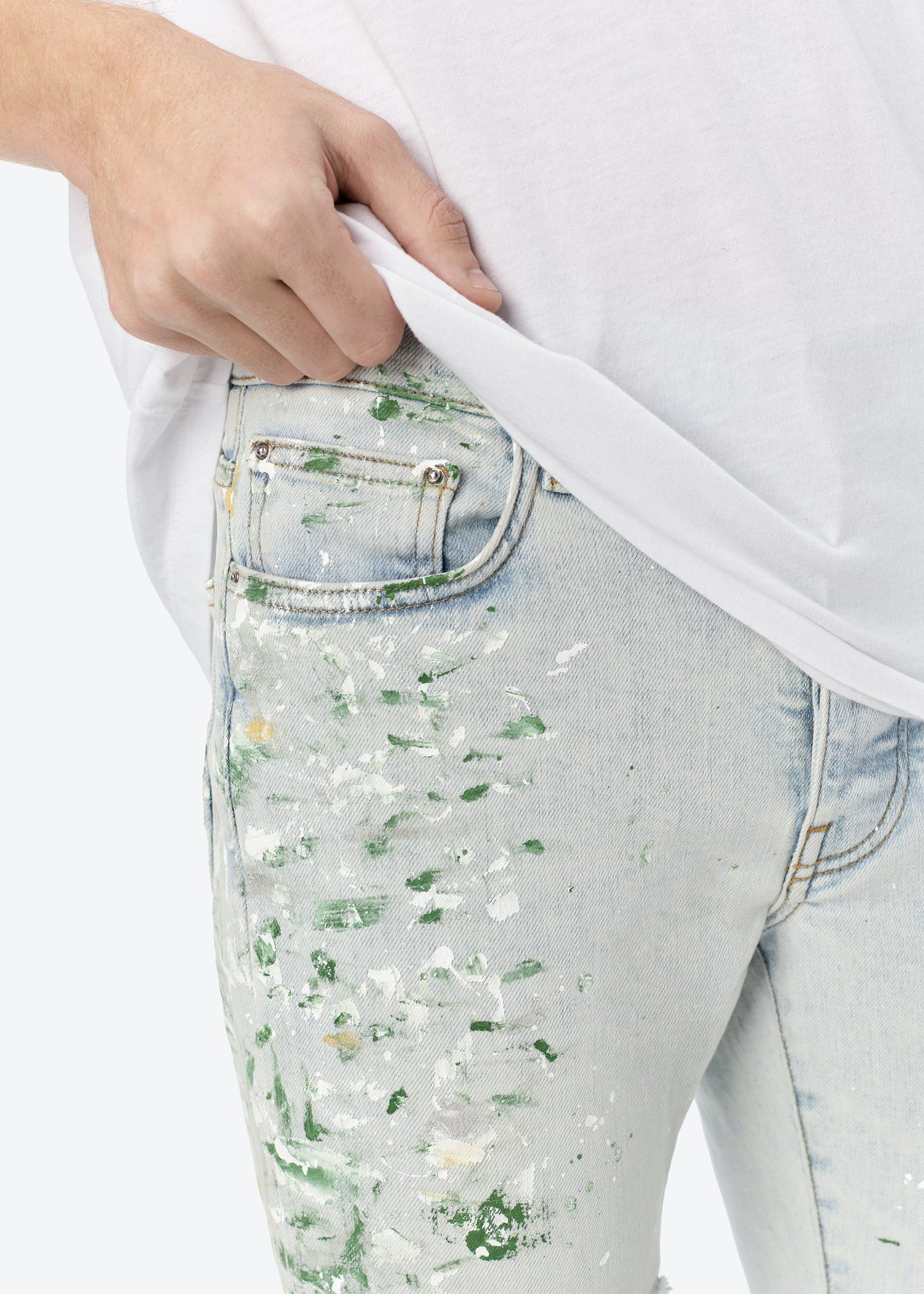 HAND PAINTED SLIT KNEE JEAN - VINTAGE SKY INDIGO sold by AMIRI product image thumbnail 5