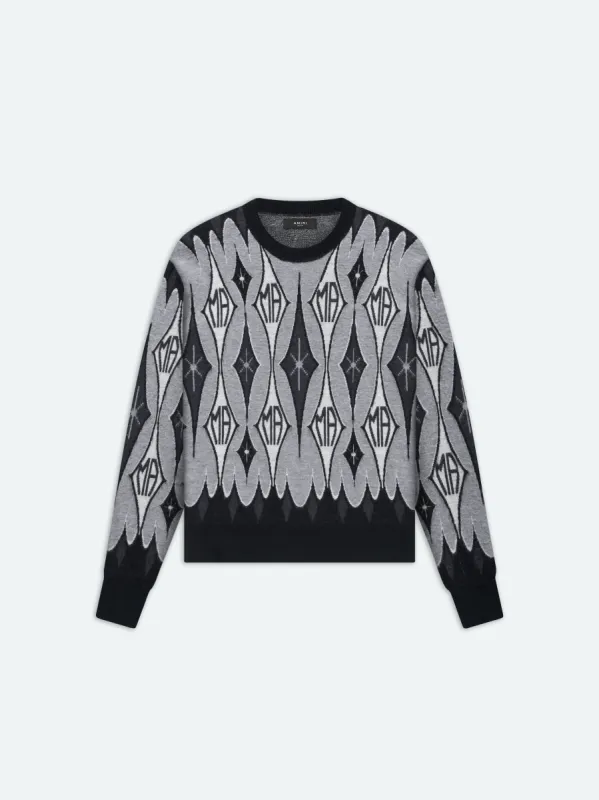 ARGYLE JACQUARD CREW - BLACK made by AMIRI