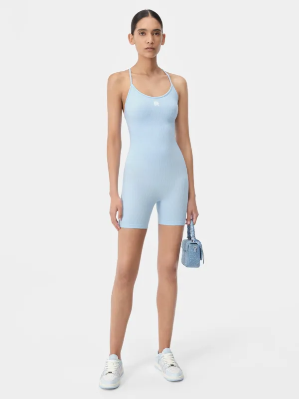 WOMEN - WOMEN'S MA RIBBED SEAMLESS ROMPER - Cerulean sold by AMIRI