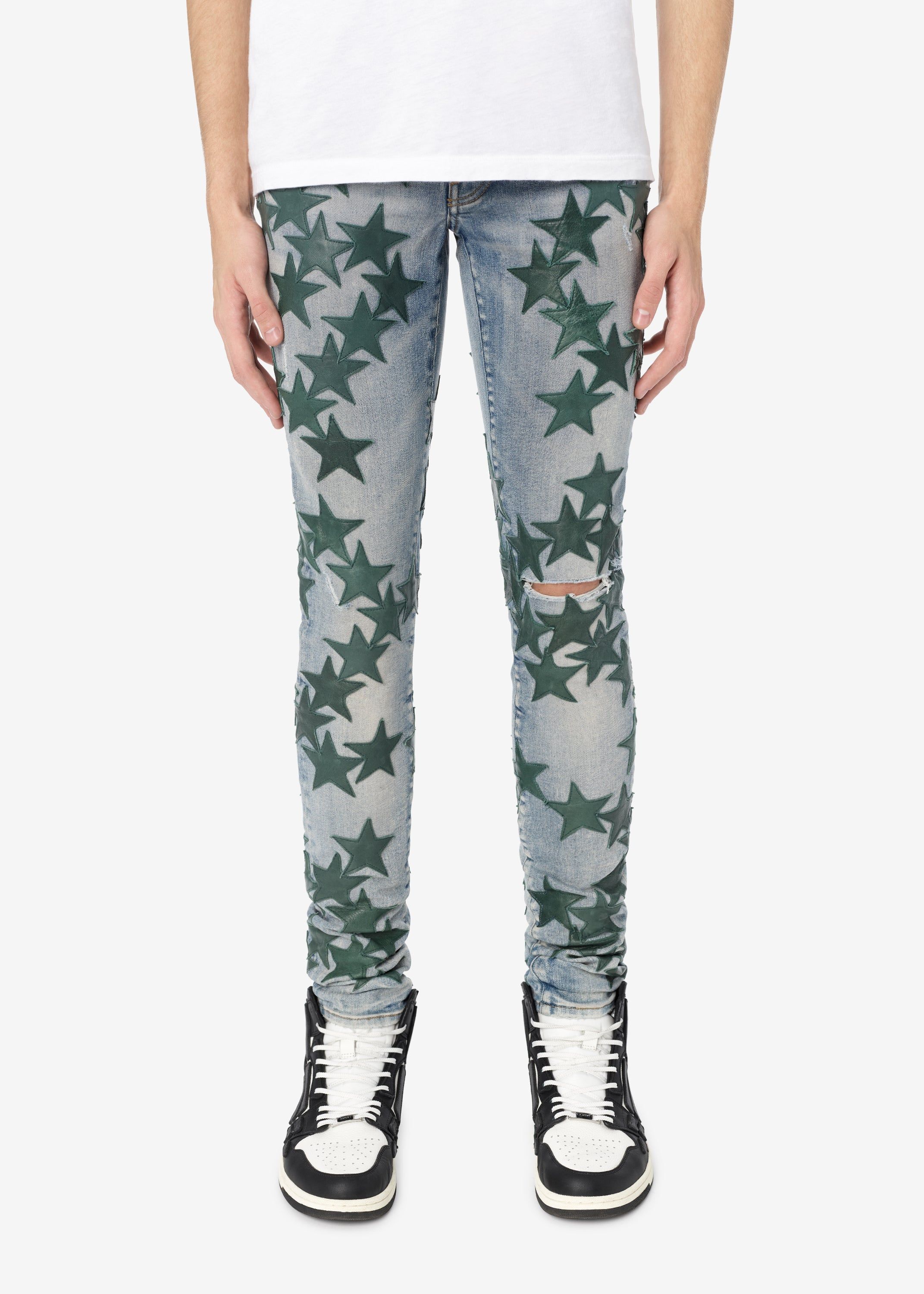 CHEMIST LEATHER STARS JEAN - CLAY INDIGO / GREEN sold by AMIRI product image thumbnail 2