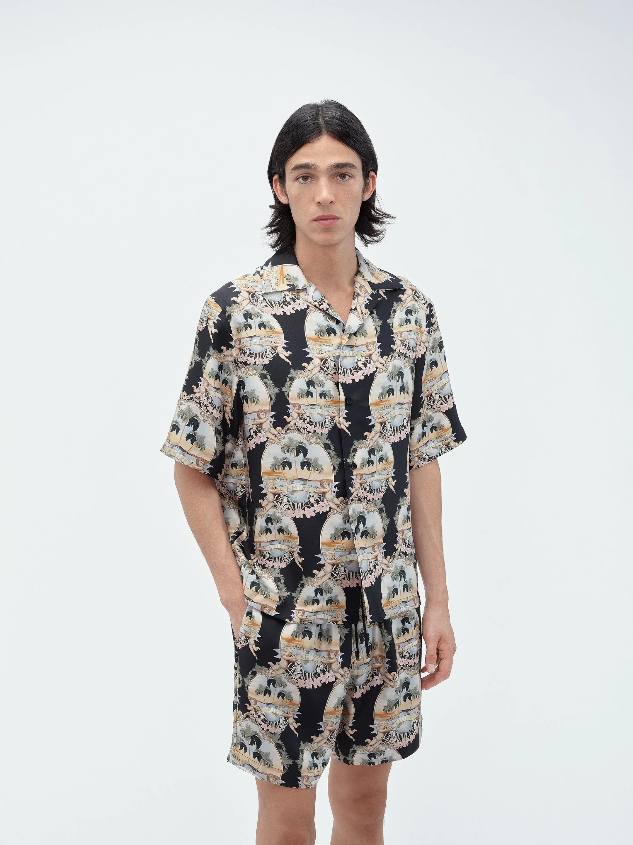 ALL OVER PALM BOWLING SHIRT - Black sold by AMIRI product image thumbnail 3