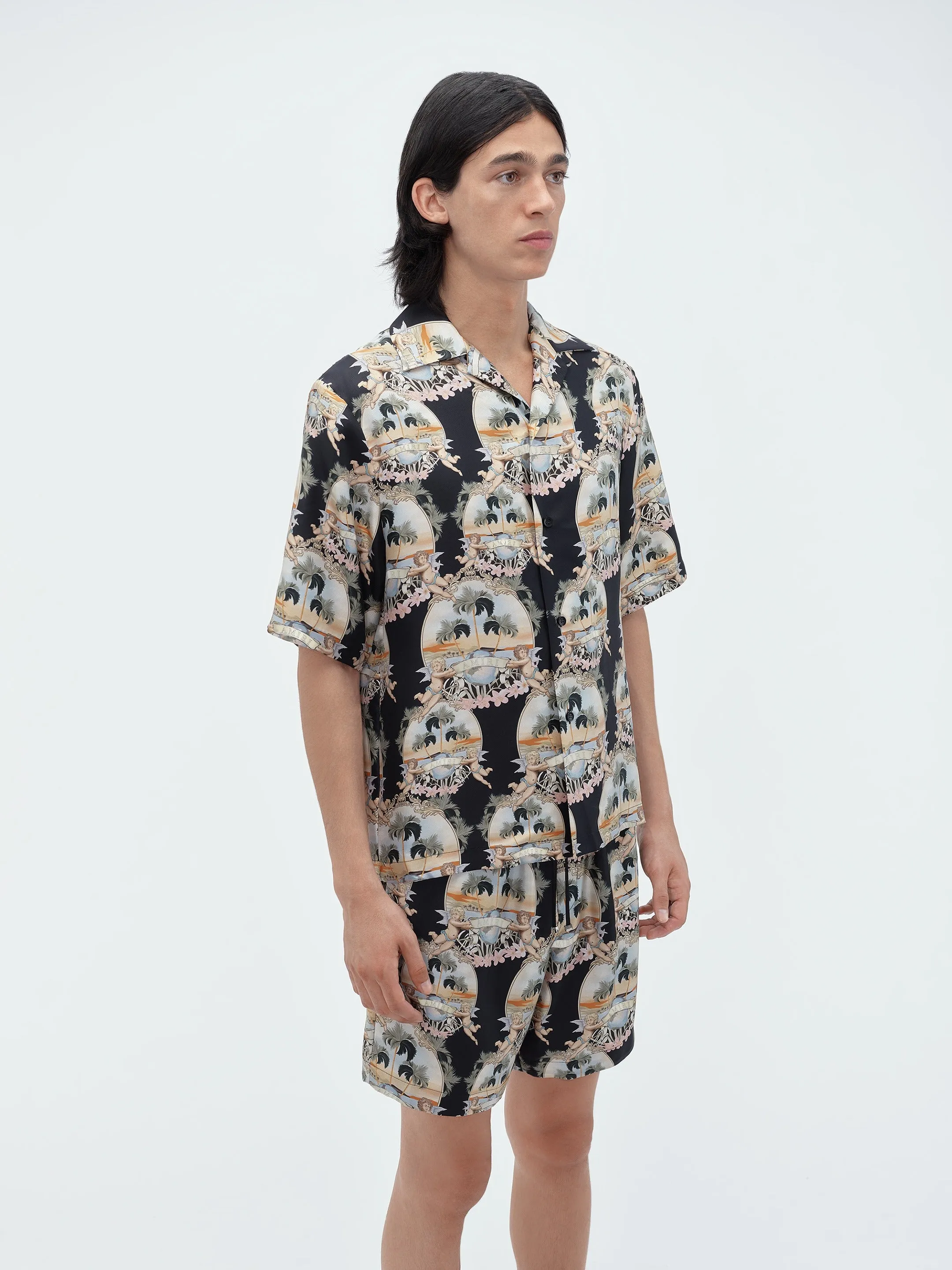 ALL OVER PALM BOWLING SHIRT - Black sold by AMIRI product image thumbnail 4