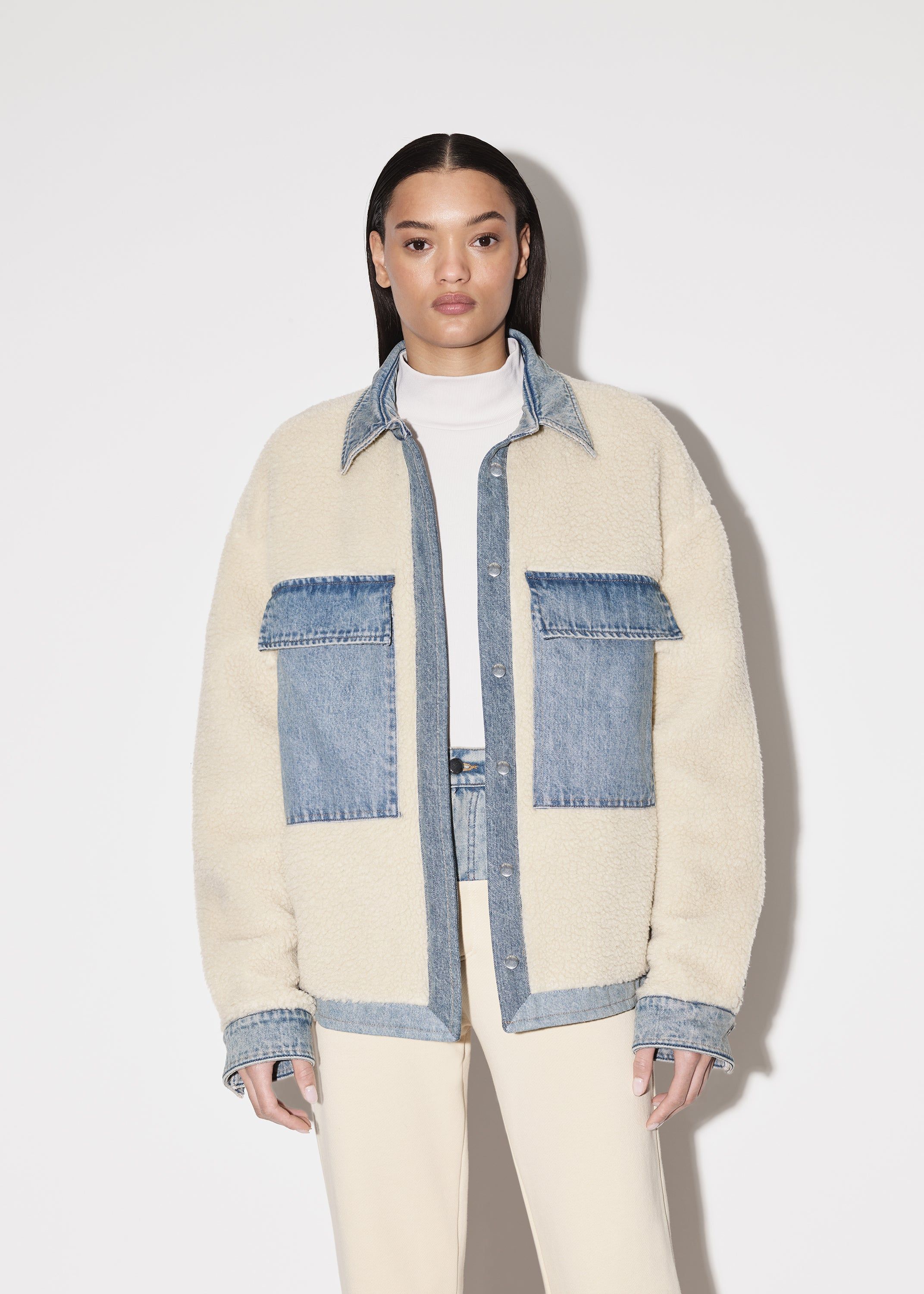 WOMEN - WORKWEAR SHERPA JACKET - ALABASTER / VINTAGE INDIGO sold by AMIRI product image thumbnail 4