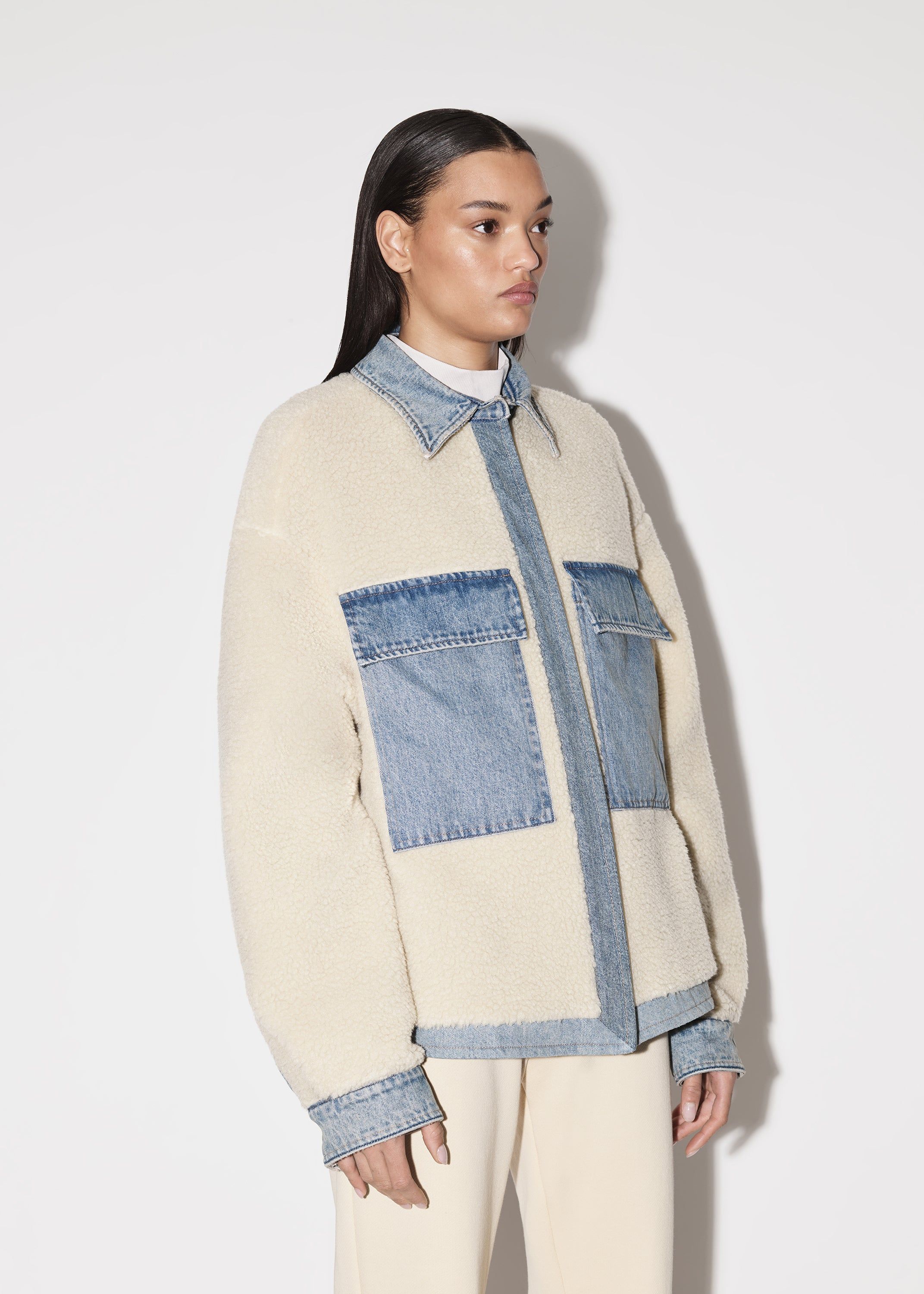 WOMEN - WORKWEAR SHERPA JACKET - ALABASTER / VINTAGE INDIGO sold by AMIRI product image thumbnail 5