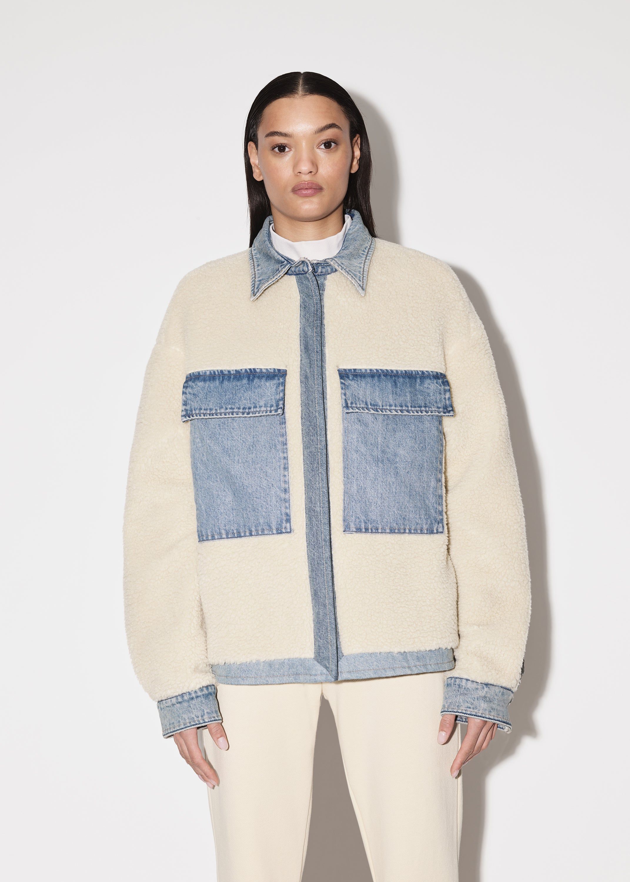 WOMEN - WORKWEAR SHERPA JACKET - ALABASTER / VINTAGE INDIGO sold by AMIRI product image thumbnail 3