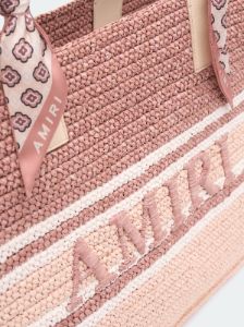 WOVEN STRIPE RAFFIA TOTE BAG - Pink sold by AMIRI