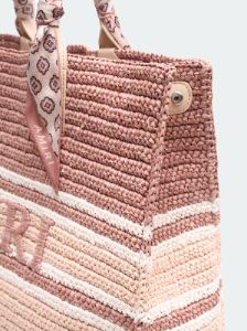 WOVEN STRIPE RAFFIA TOTE BAG - Pink sold by AMIRI