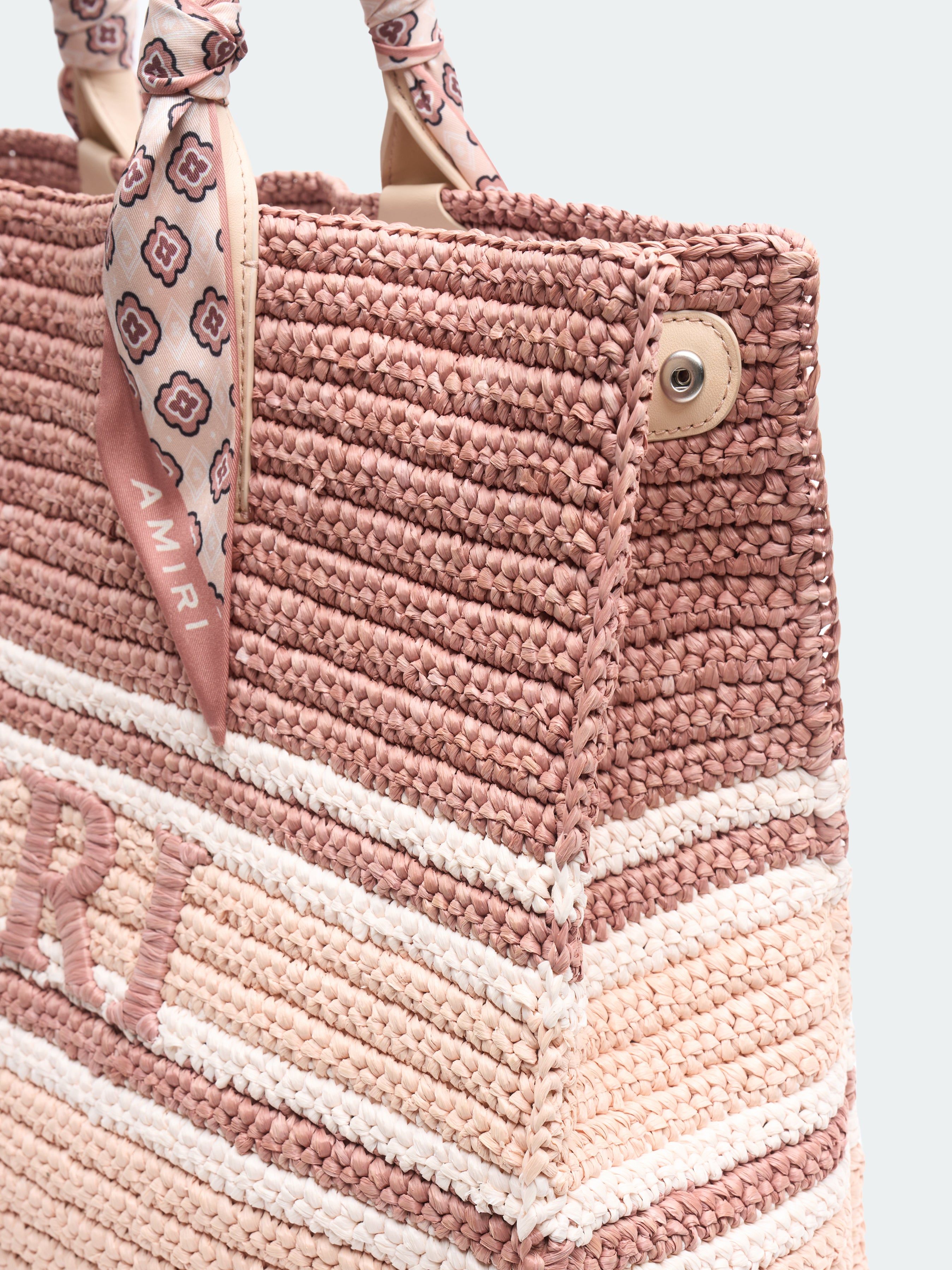 WOVEN STRIPE RAFFIA TOTE BAG - Pink | Parallel