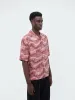 WAVY EMBELLISHED BOWLING SHIRT - Copper Brown sold by AMIRI