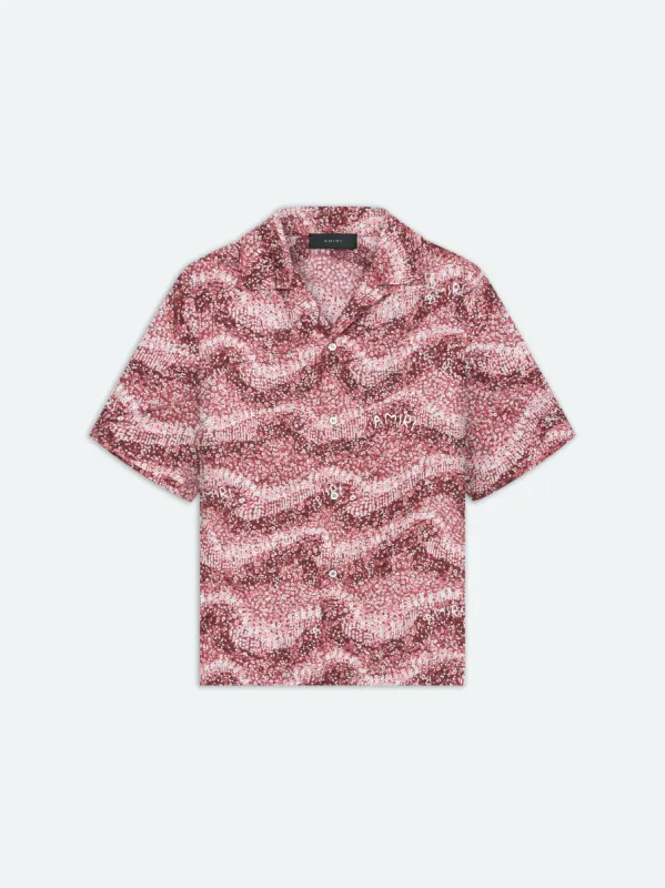 WAVY EMBELLISHED BOWLING SHIRT - Copper Brown sold by AMIRI
