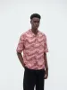 WAVY EMBELLISHED BOWLING SHIRT - Copper Brown sold by AMIRI