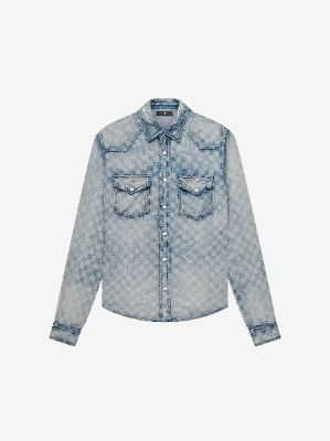 LASER CHECK SHIRT - CLAY INDIGO sold by AMIRI