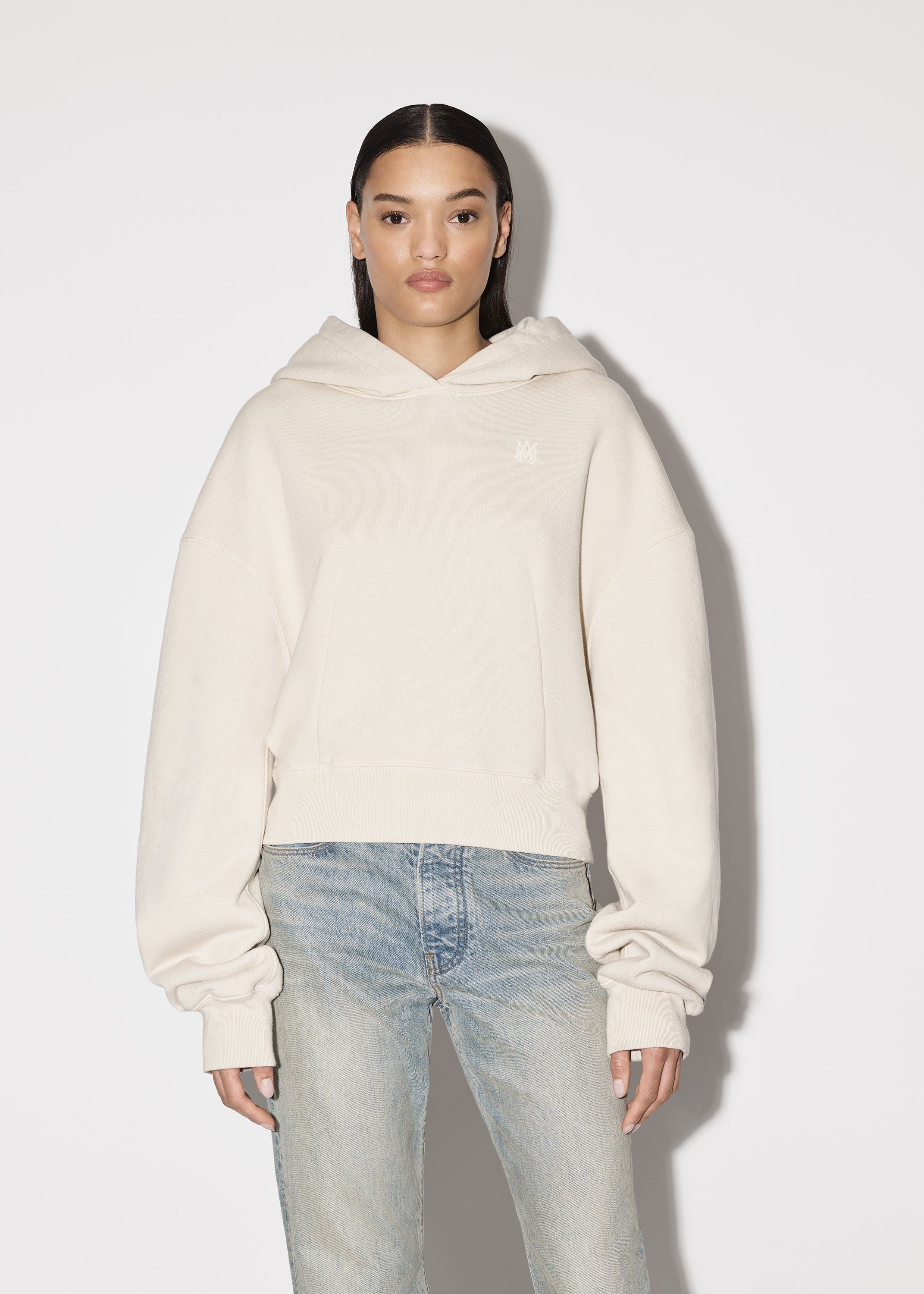 WOMEN - MA CROPPED HOODIE - Alabaster sold by AMIRI product image thumbnail 3