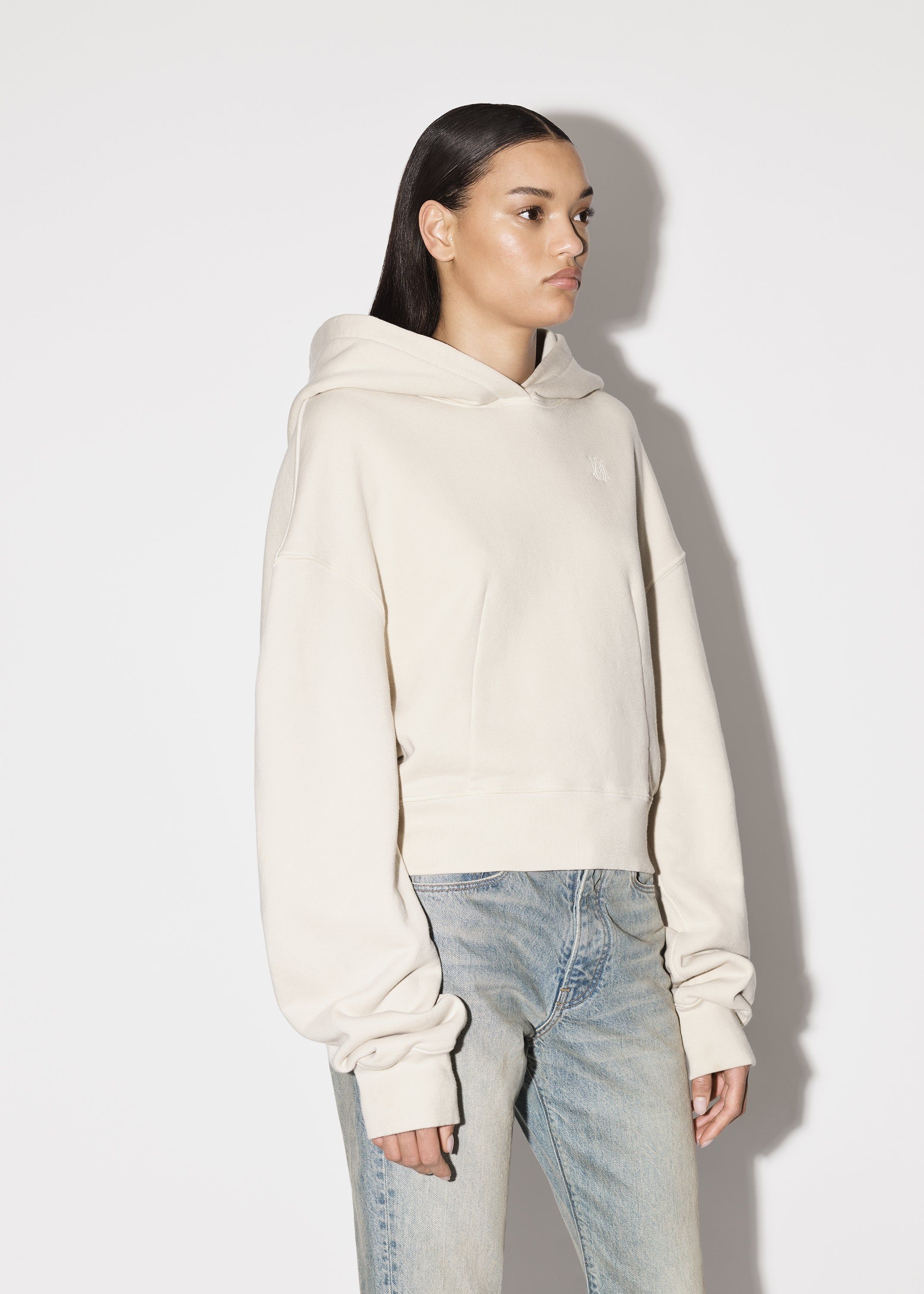 WOMEN - MA CROPPED HOODIE - Alabaster sold by AMIRI product image thumbnail 4