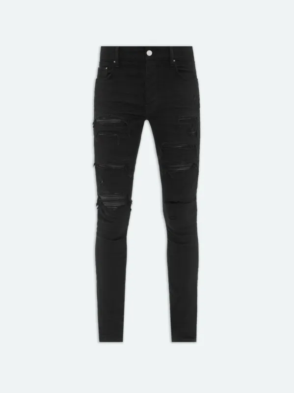LEATHER THRASHER JEAN - Black Overdyed sold by AMIRI