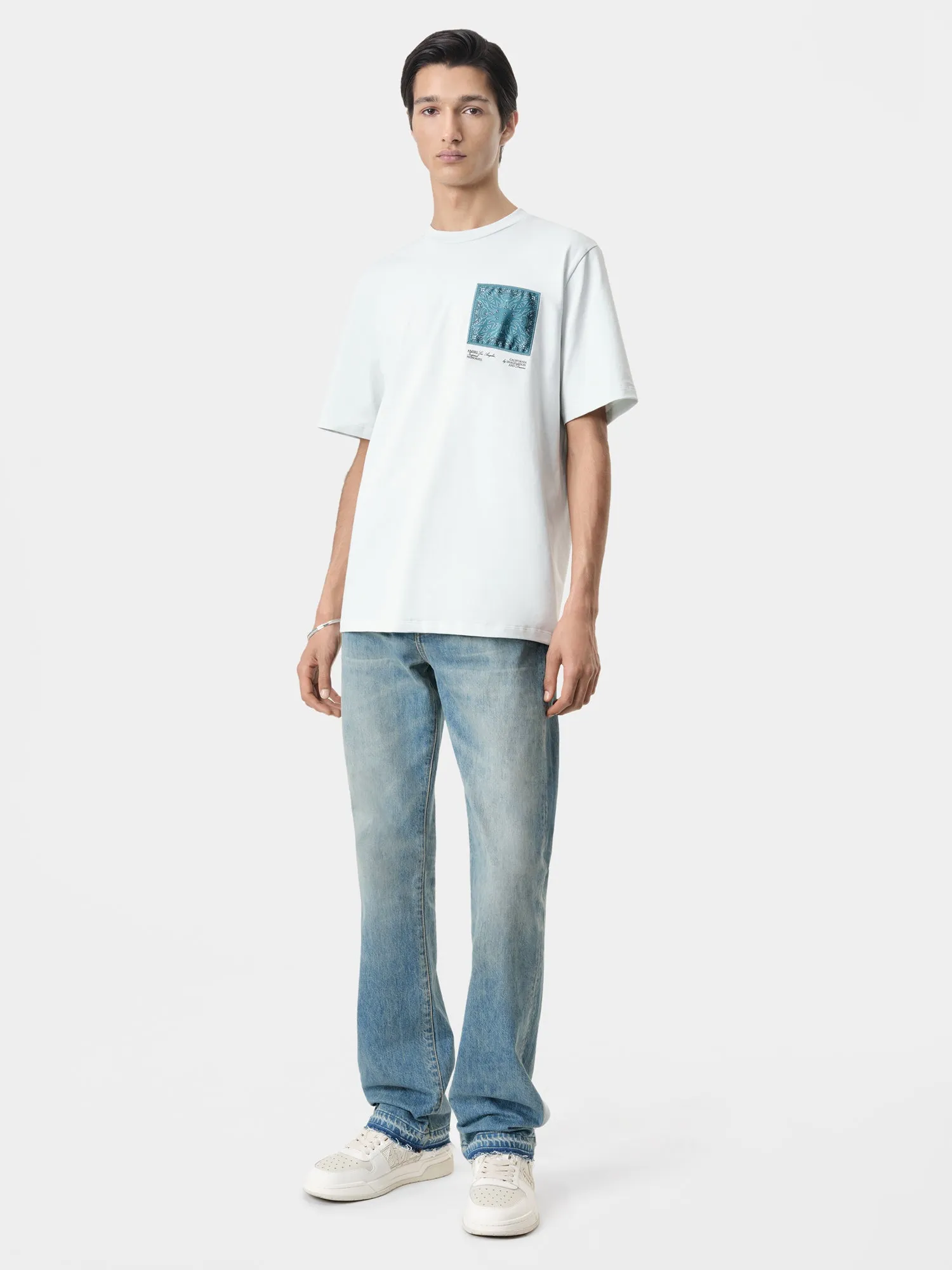 MA BANDANA SILK APPLIQUE TEE - Ice sold by AMIRI