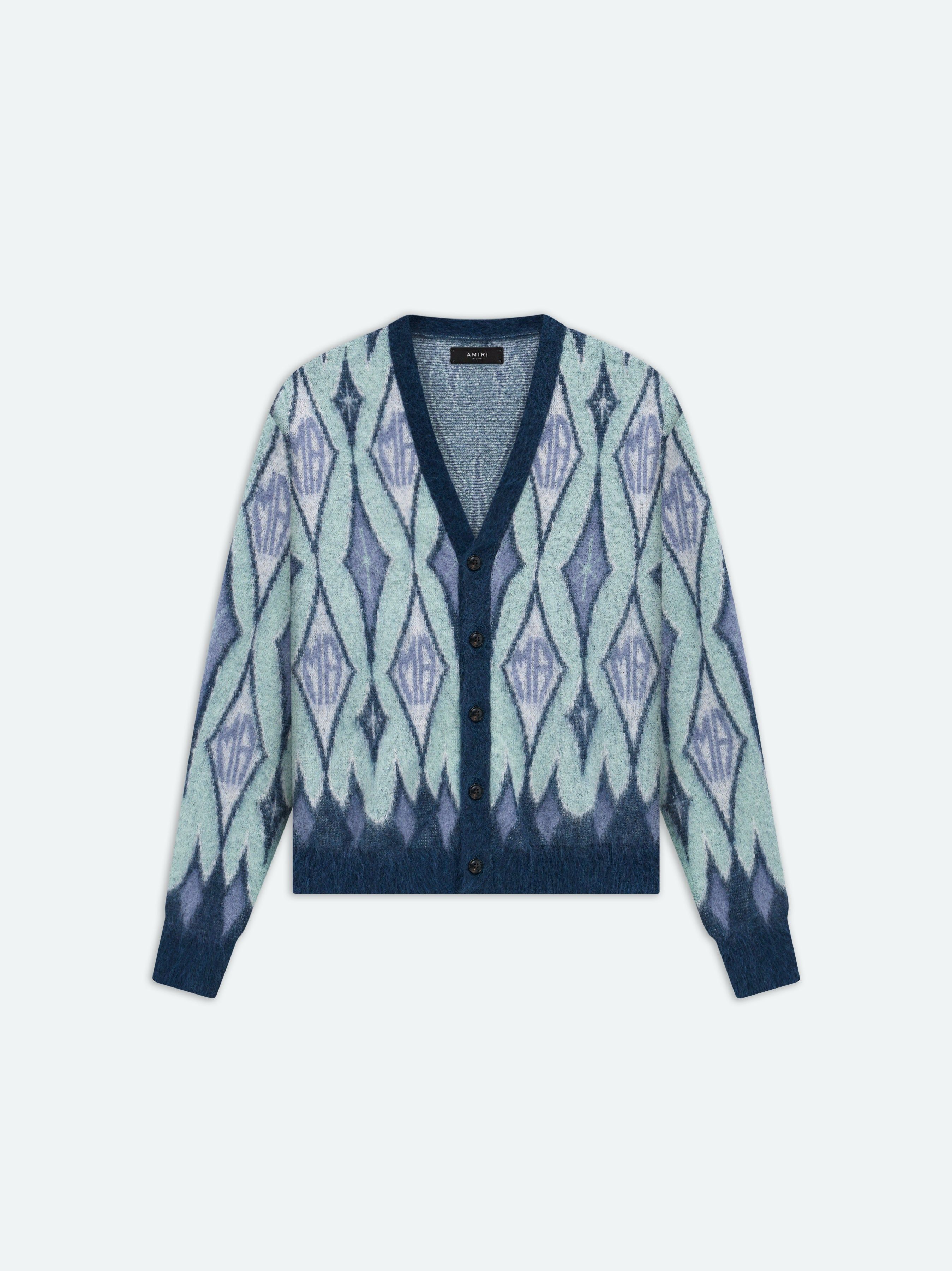 ARGYLE MOHAIR CARDIGAN - BLUE sold by AMIRI