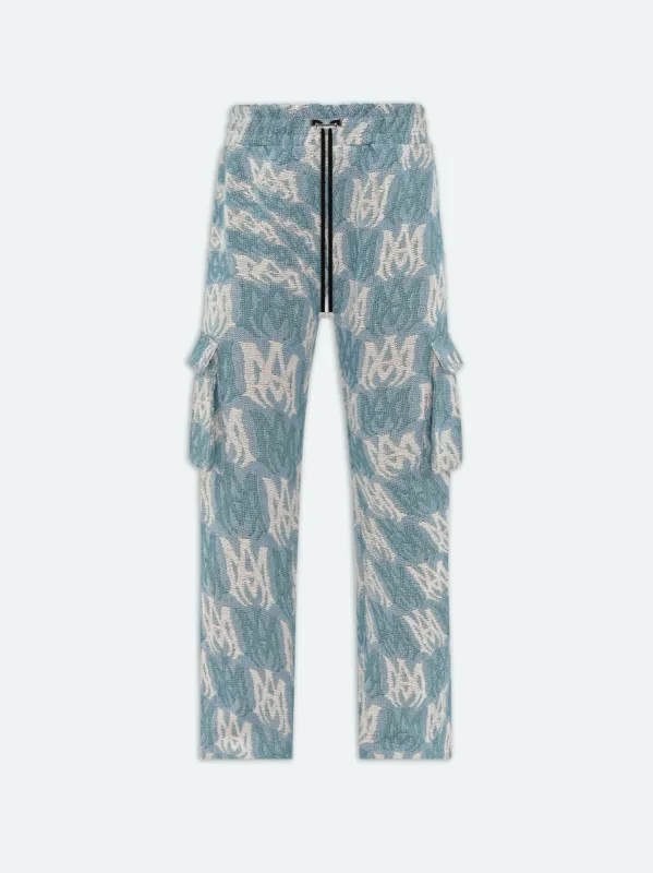 M.A. TAPESTRY CARGO FLARE PANTS - AQUA made by AMIRI