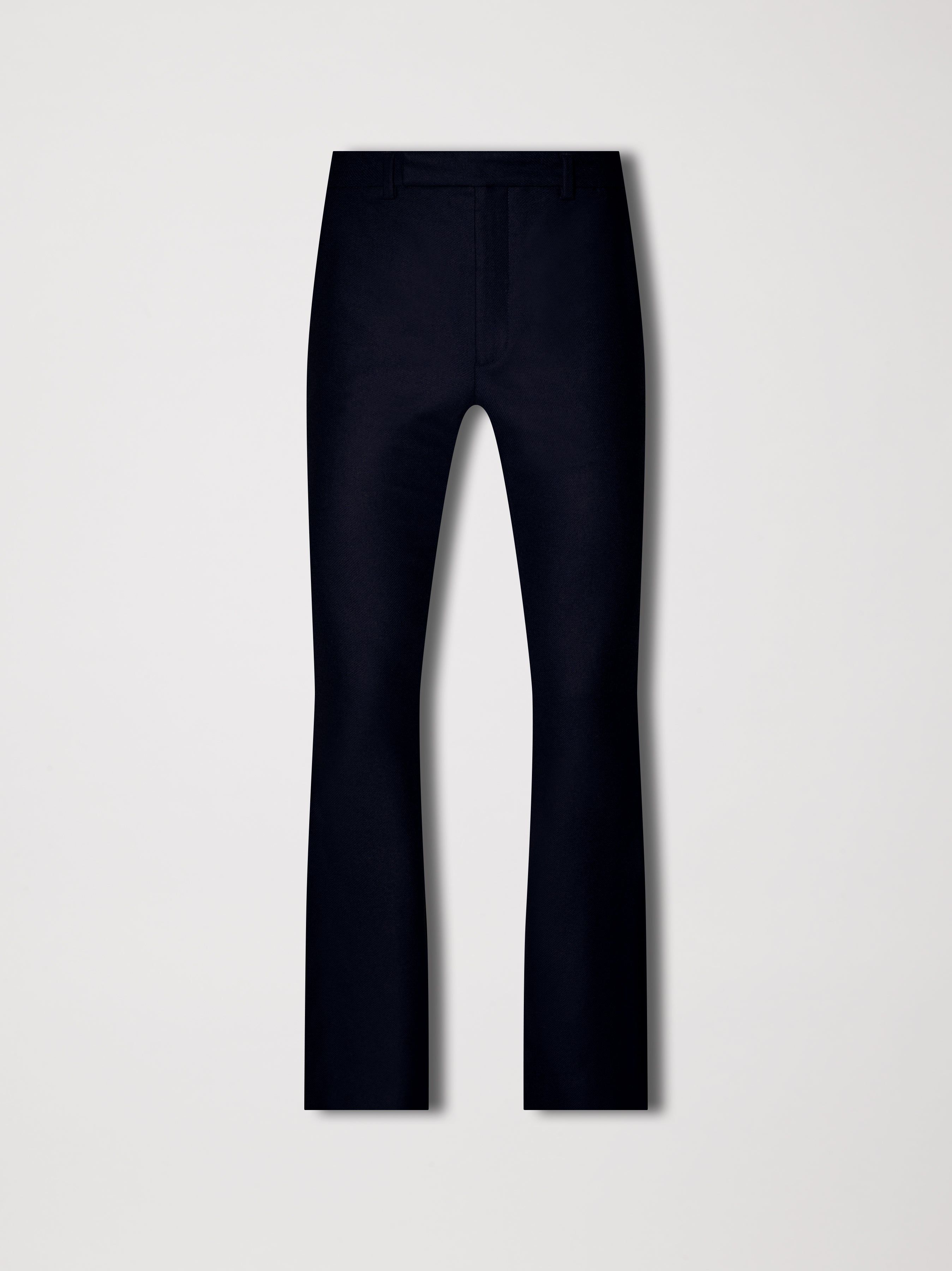 WOOL FLANNEL FLARE PANTS - NAVY sold by AMIRI