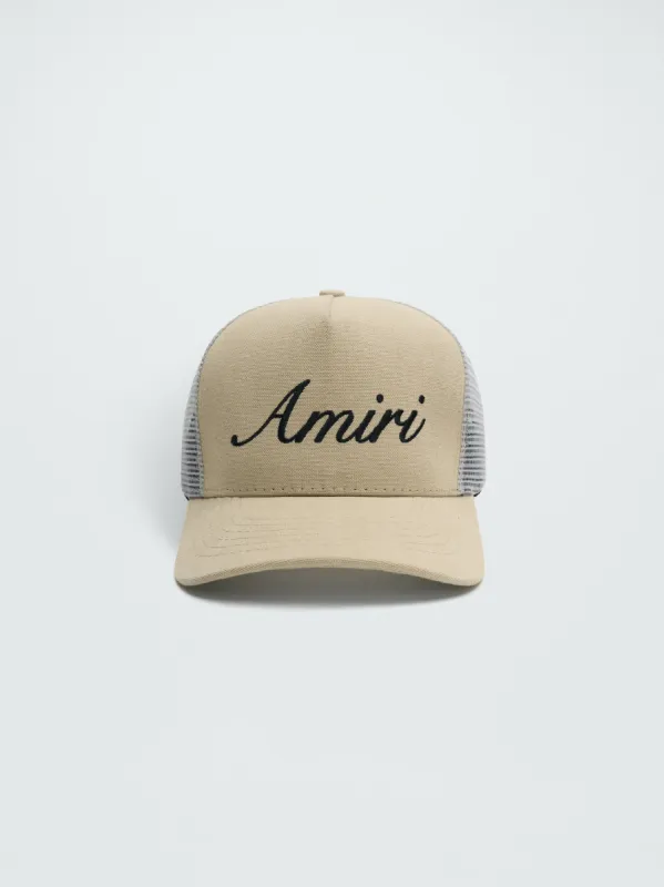 AMIRI SCRIPT TRUCKER HAT - ALABASTER sold by AMIRI