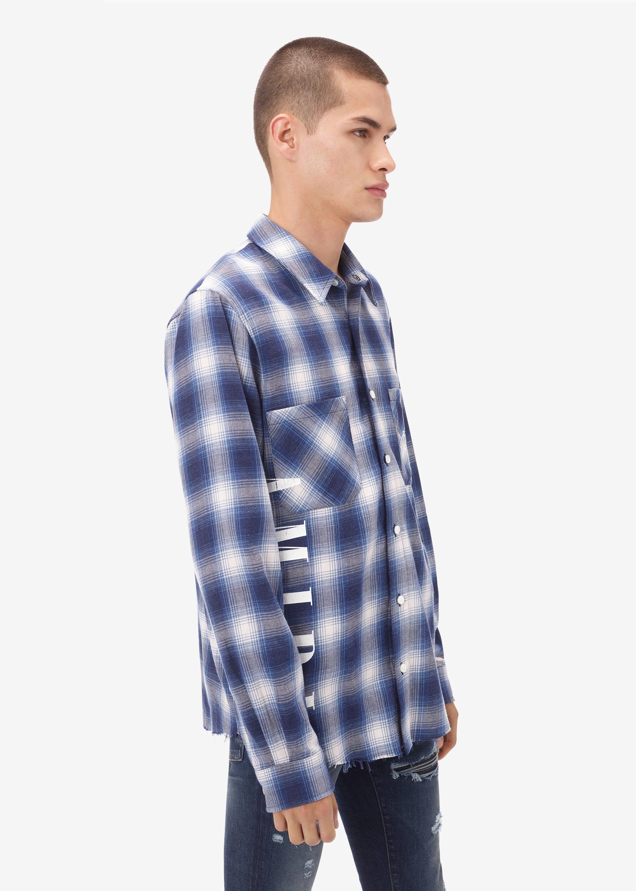 VERTICAL LOGO CRACK INK PLAID - BLUE / WHITE sold by AMIRI product image thumbnail 3