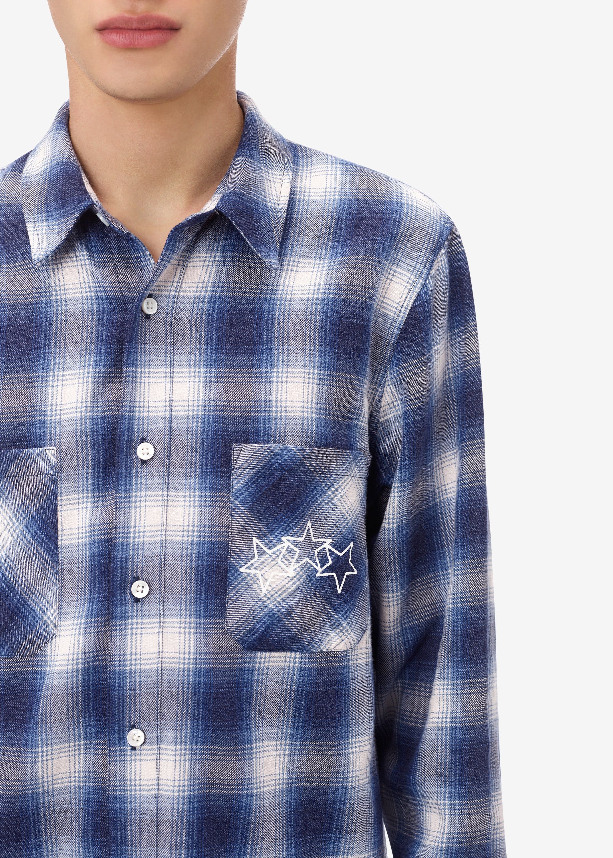 VERTICAL LOGO CRACK INK PLAID - BLUE / WHITE sold by AMIRI product image thumbnail 5