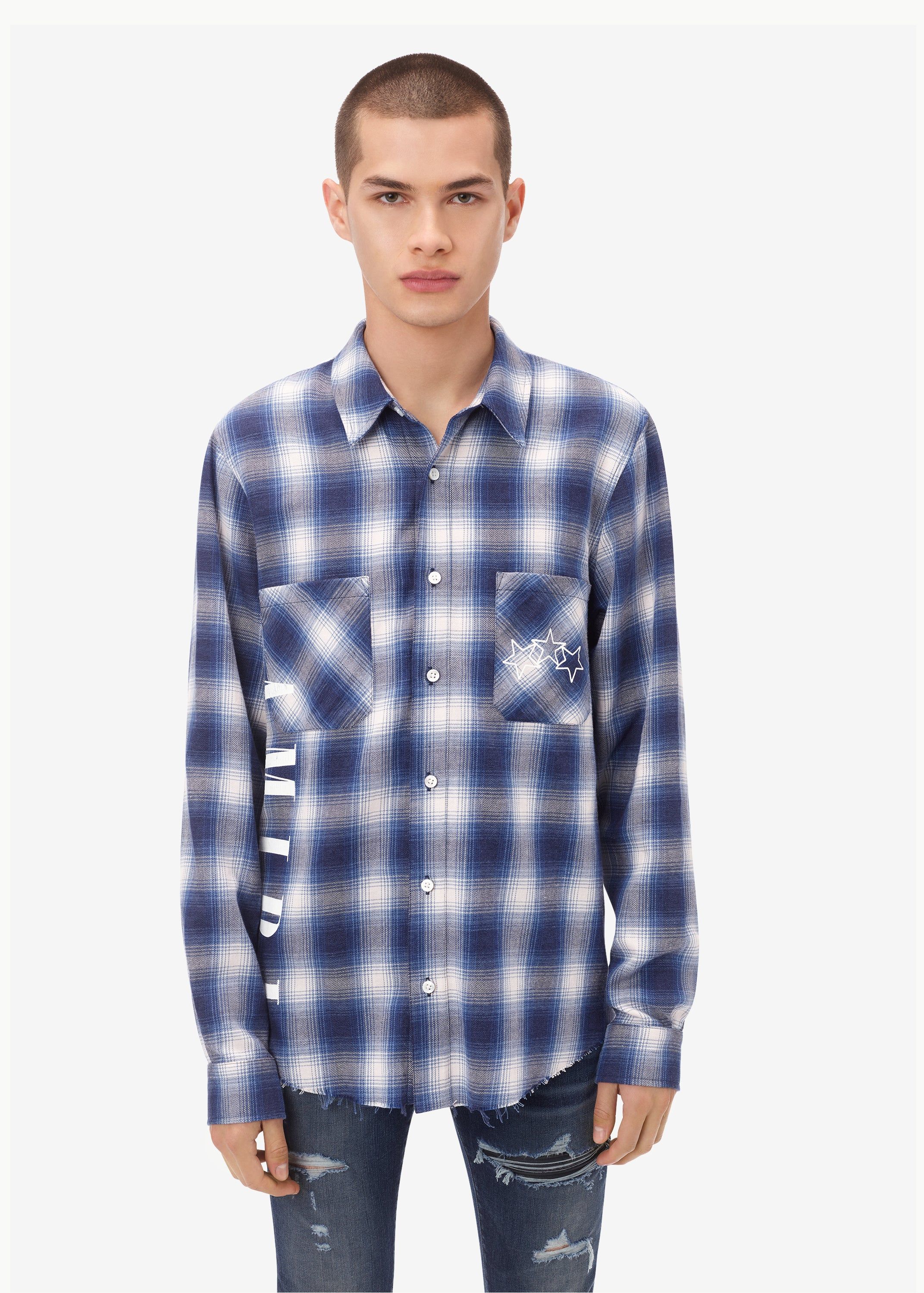 VERTICAL LOGO CRACK INK PLAID - BLUE / WHITE sold by AMIRI product image thumbnail 2