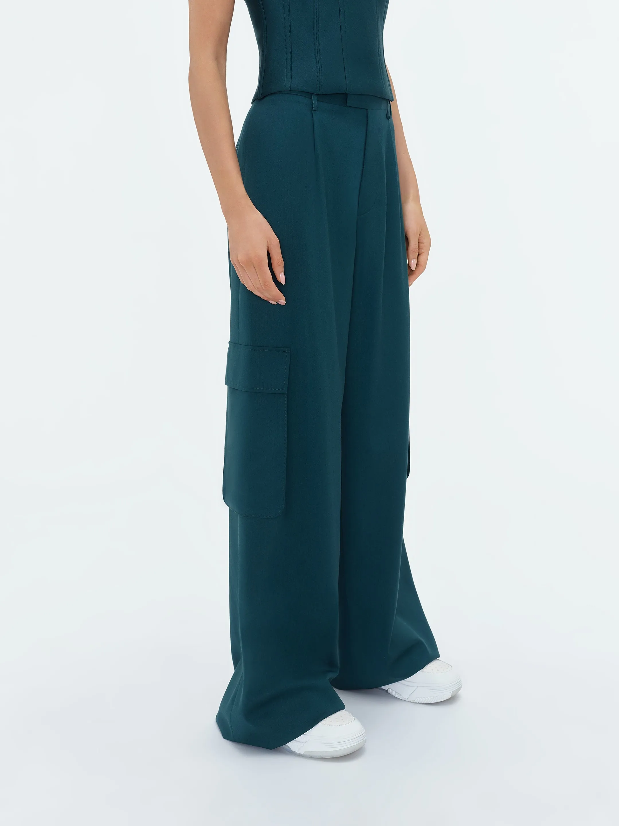 WOMEN - WIDE LEG PLEATED CARGO - Rain Forest sold by AMIRI product image thumbnail 4