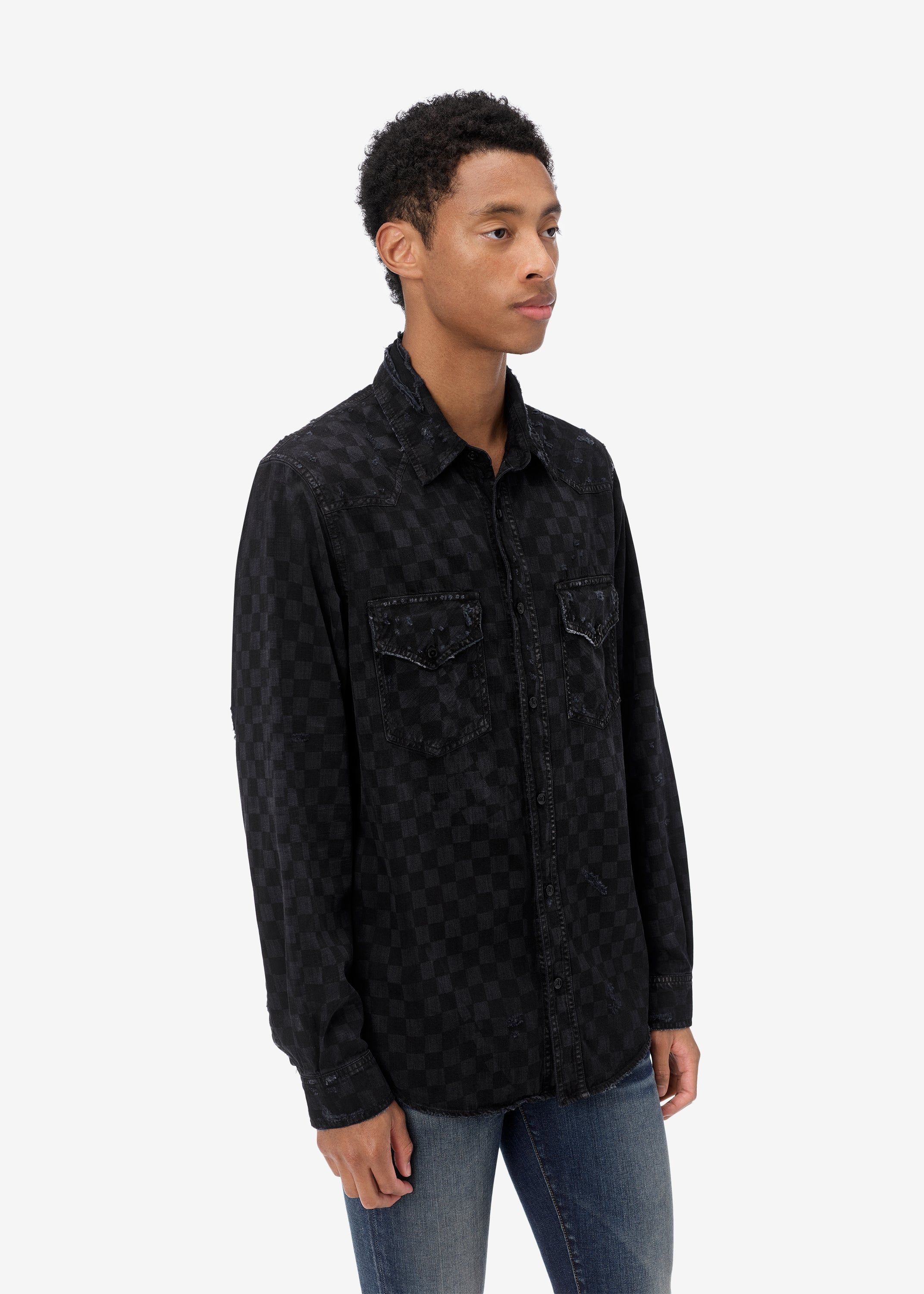 LASER CHECK SHIRT - ANTIQUE BLACK sold by AMIRI product image thumbnail 3