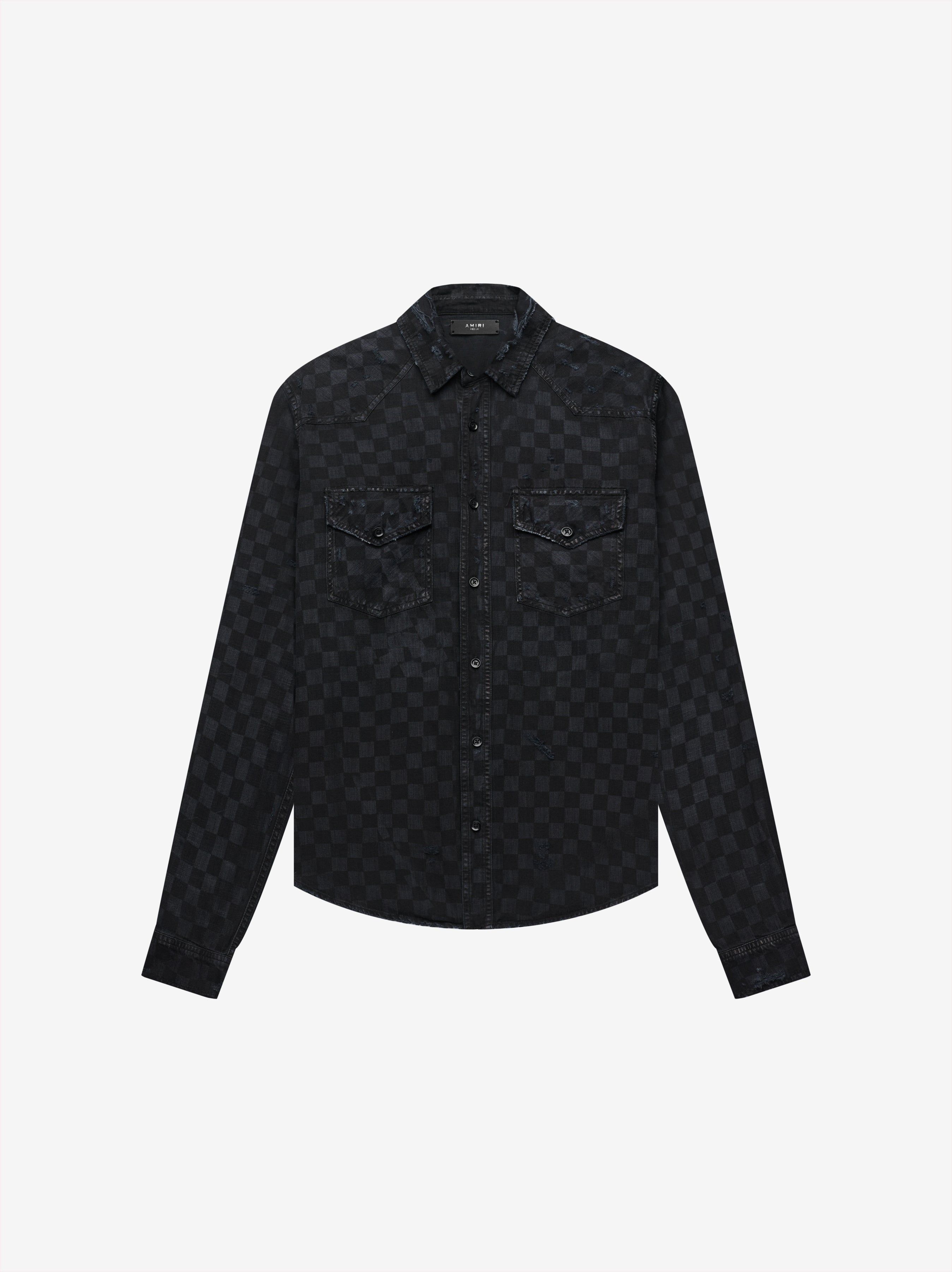 LASER CHECK SHIRT - ANTIQUE BLACK sold by AMIRI