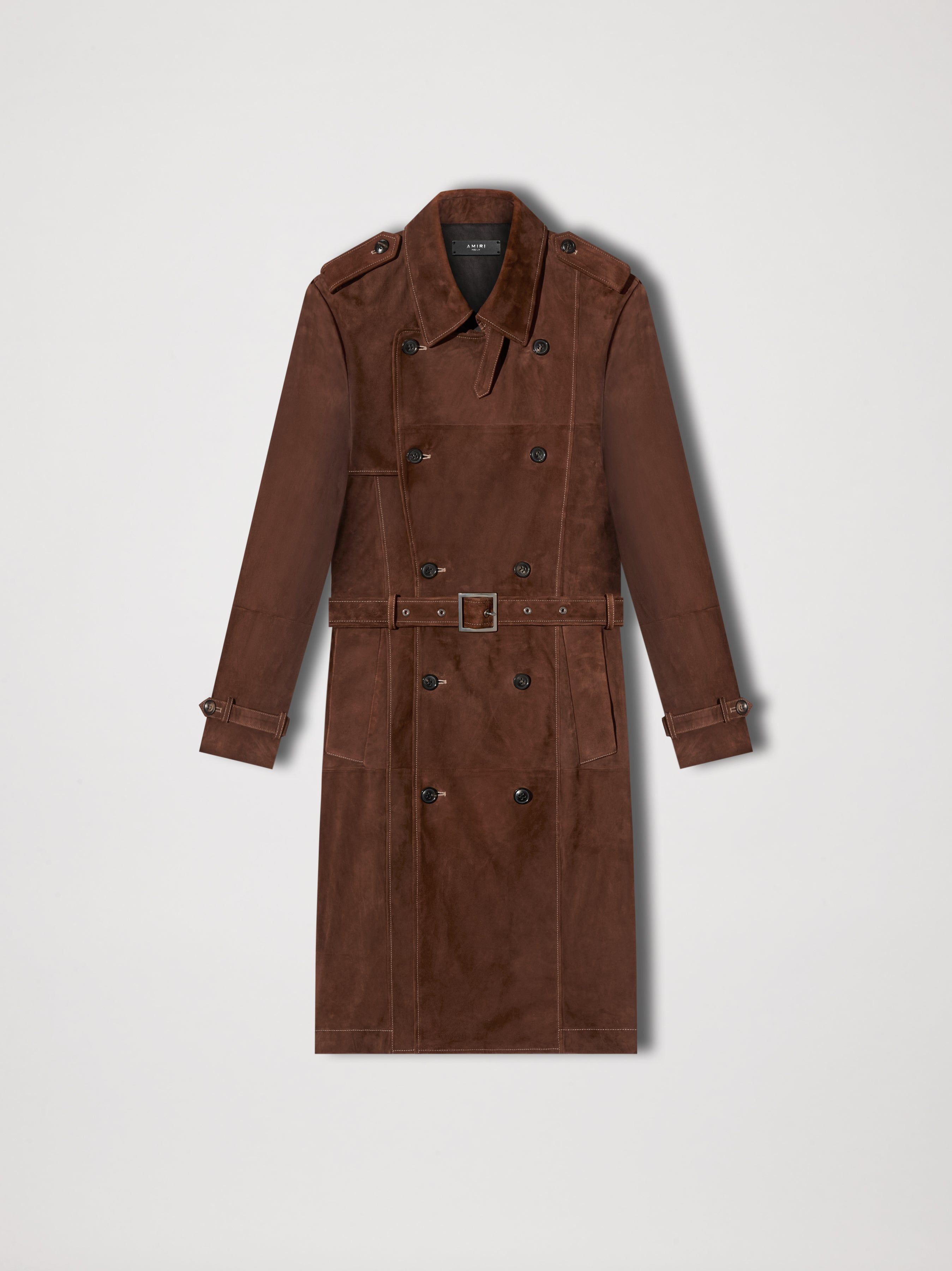 AMIRI SUEDE TRENCH COAT - DARK BROWN sold by AMIRI