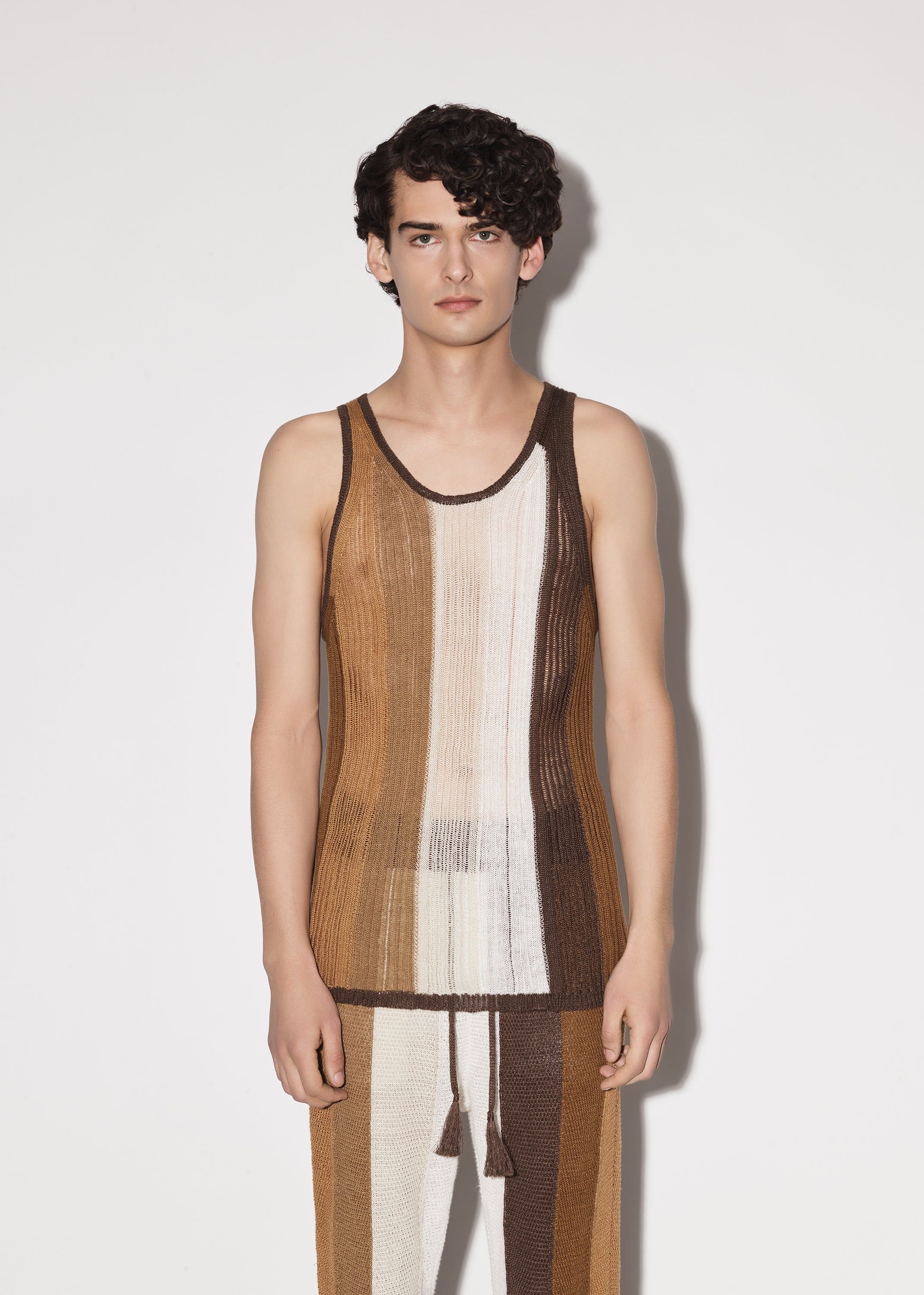 LINEN STRIPE TANK - BROWN sold by AMIRI product image thumbnail 2