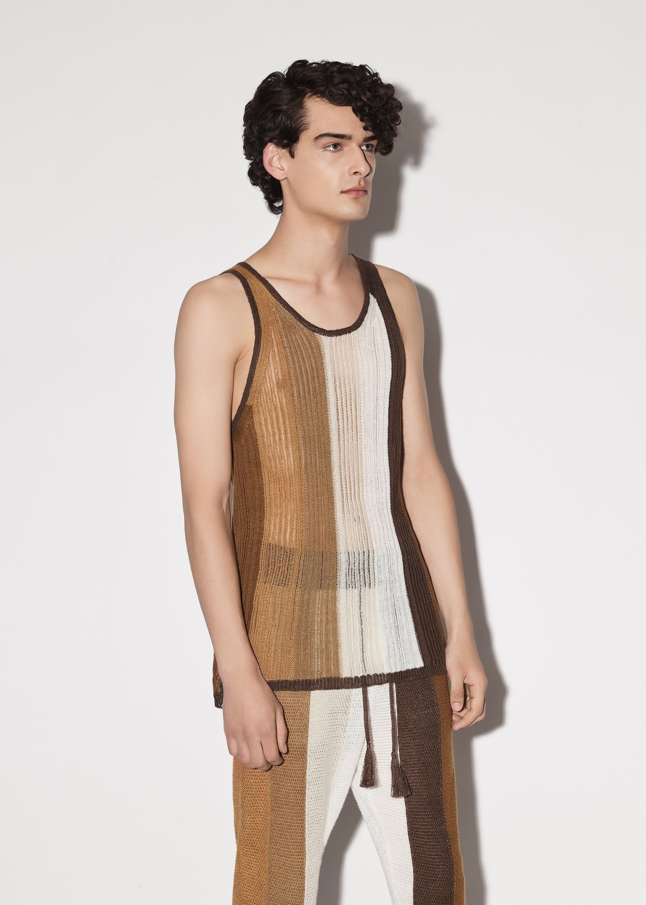 LINEN STRIPE TANK - BROWN sold by AMIRI product image thumbnail 3
